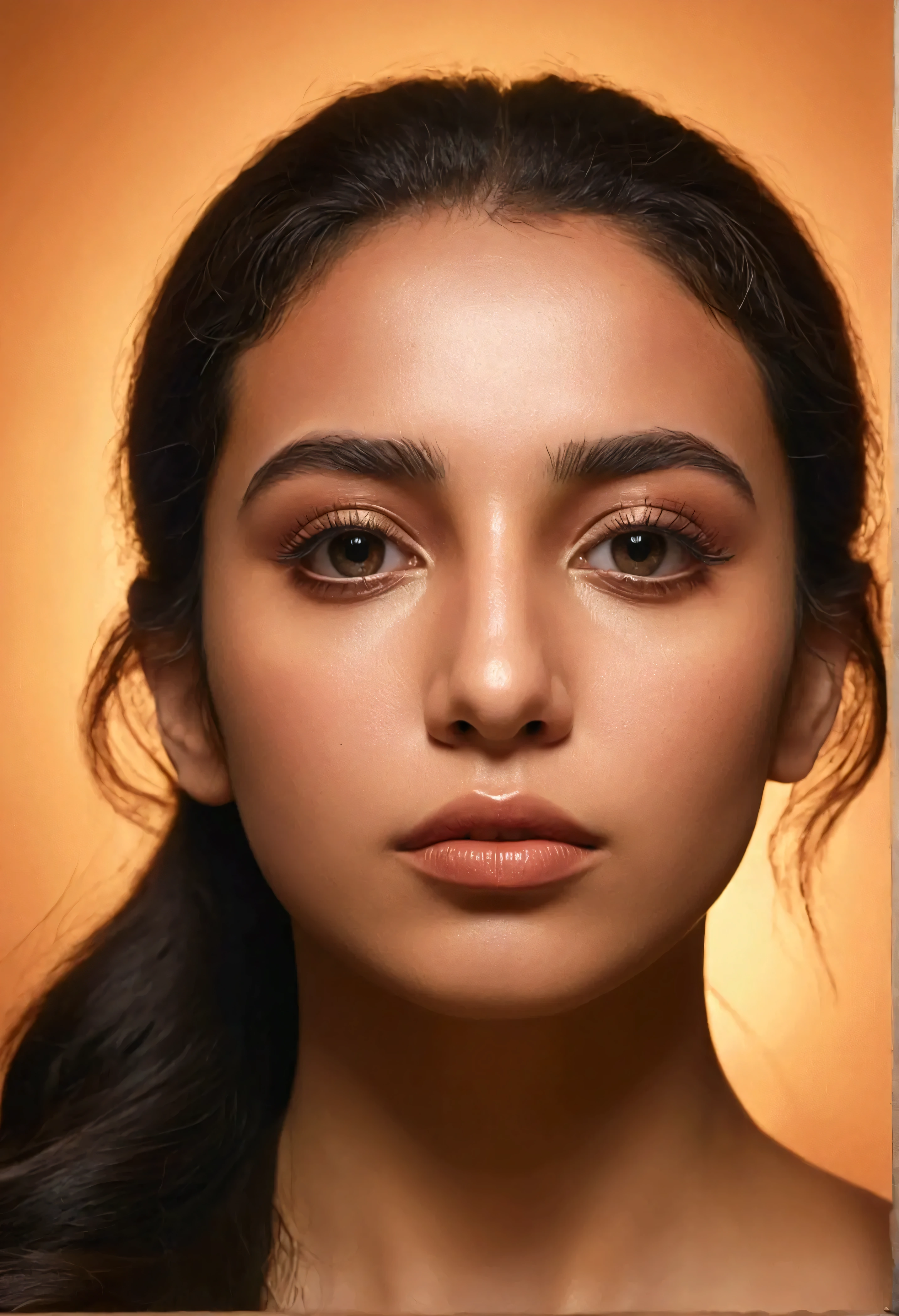 a photorealistic 2 girl latina, 30 yo frontal face swap, headshot, look for camera, centered face frontal, highly detailed facial features, beautiful eyes, nose and lips, full body shot, anatomically correct, hyperrealistic, 8K, hyper detailed, cinematic lighting, global studio light, warm color tones, atmospheric, mystical, fantasy, digital art, surreal, dramatic pose