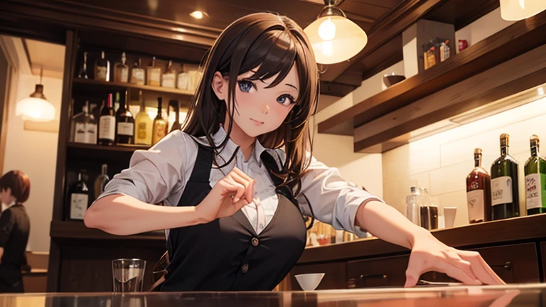 best quality, highres, anatomically correct, super detail,Cafe,one-girl,Flushed face,Slightly drunk