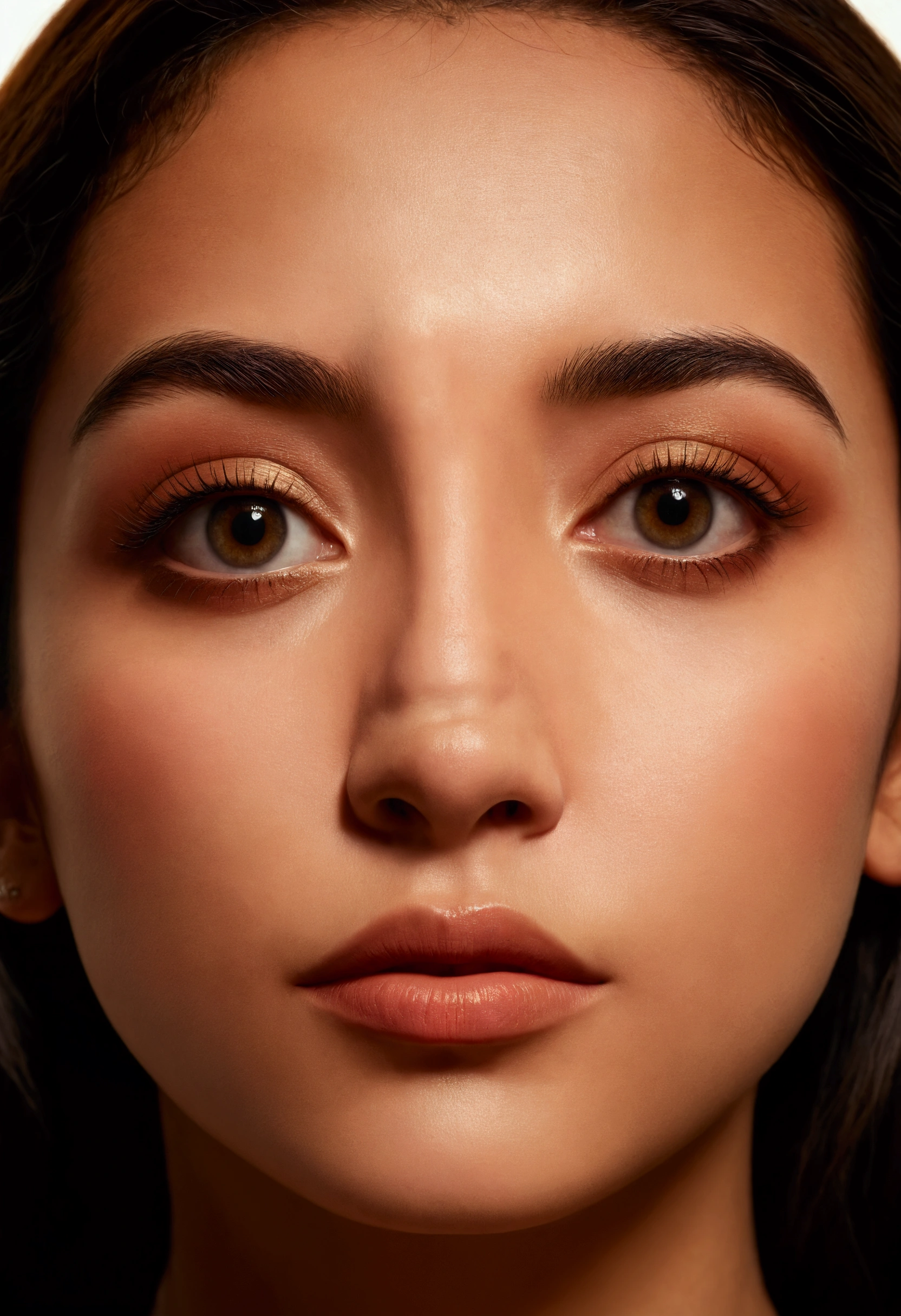 a photorealistic 2 girl latina, 30 yo frontal face swap, headshot, look for camera, centered face frontal, highly detailed facial features, beautiful eyes, nose and lips, full body shot, anatomically correct, hyperrealistic, 8K, hyper detailed, cinematic lighting, global studio light, warm color tones, atmospheric, mystical, fantasy, digital art, surreal, dramatic pose