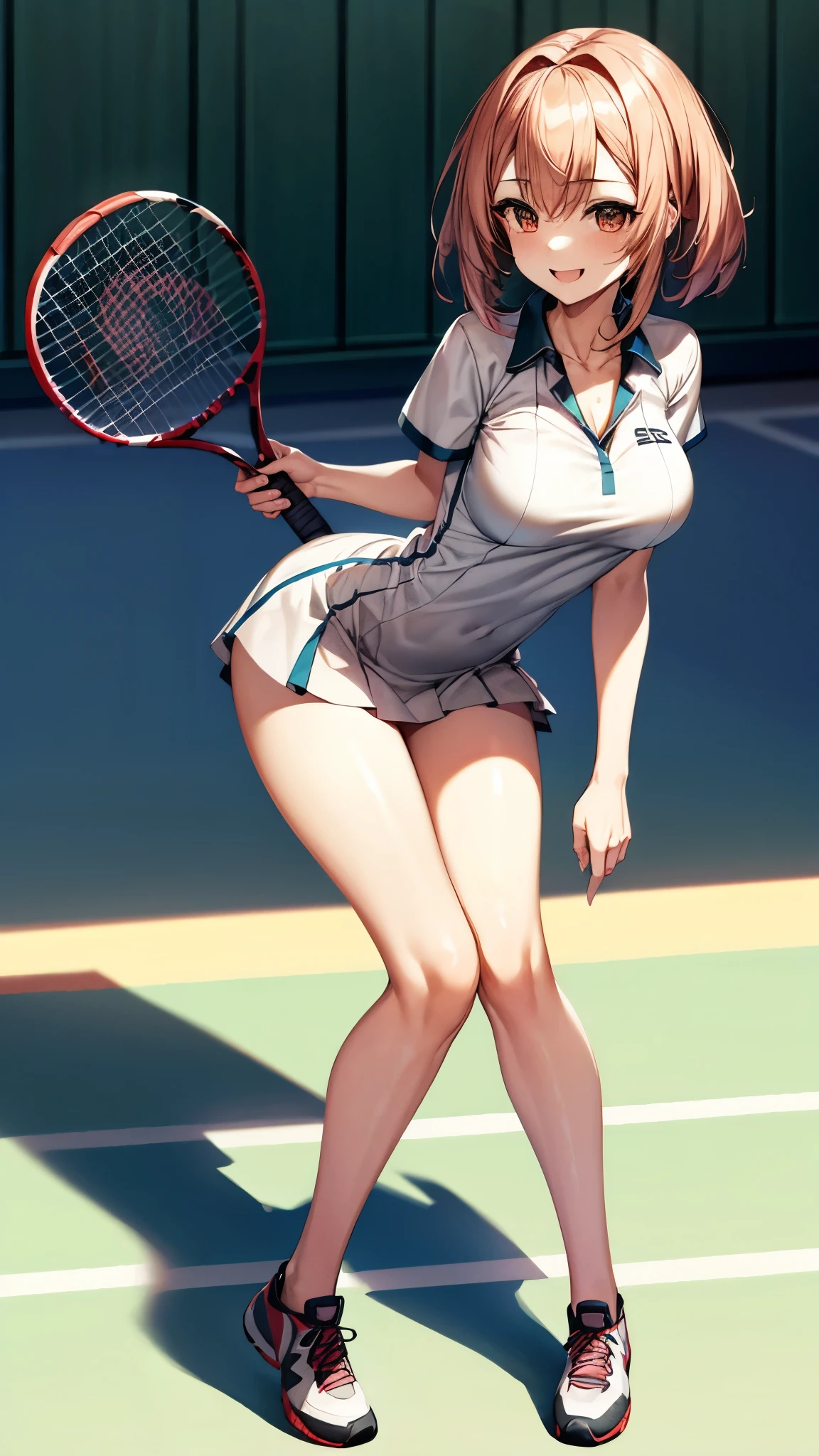 （（super high quality,Ultra-high resolution,16k,super masterpiece,Ultra HD ,Detailed shading,））Azur Lane,Bremerton,tennis Uniform,smile,