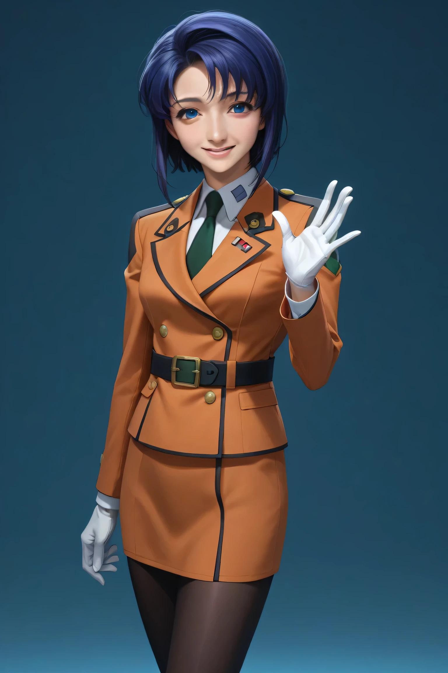 score_9, score_8_up, score_7_up, score_6_up, score_5_up, score_4_up, source_anime, digital illustration, pixiv, fanbox, uncensored, , BREAK, official art,
1girl, solo, female, cecile croomy, blue hair, blue eyes, short hair, long sidelocks,
uniform, military uniform, shirt, necktie, fully clothed, skirt, belt, pantyhose,cowboy shot, colorful, vivid, high heels, white gloves, cufflinks, beautiful woman, smile, formal pose, excellent posture, greeting, pov shaking hand