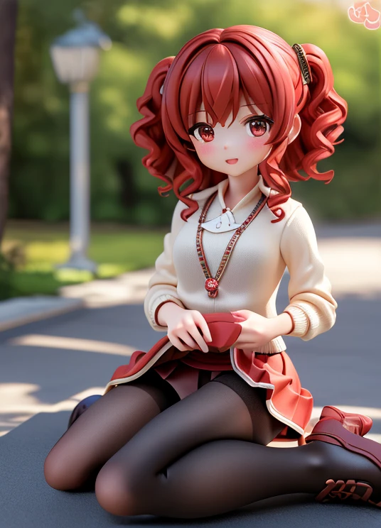 ((masterpiece, highest quality, Super detailed))), 1 girl,  Anna’s, 3d,  very curly red hair,  very tiny miniskirt,  pantyhose ,  Lifting  miniskirt,  shoes,  sun shiny day 