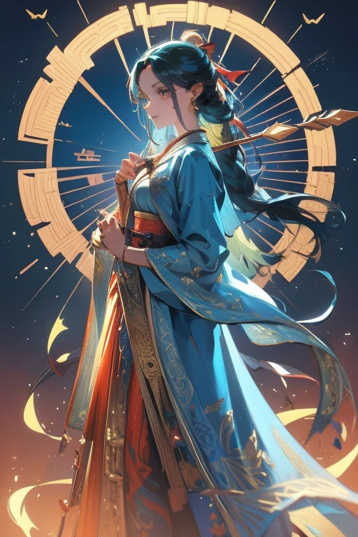 1080×2400 pixels,8k
Beauty korean female (big clear jade color eye, golden ratio face , young girl crush vibe,full posture visible) priest(masterpiece, best quality, beauty, best ratio, best shadows,best Illustration, wallpaper size,1080×2400 pixels,detailed face,1 girl, archery theme, detailed costume) 
 beauty female, posture fully visible, windblown hair, shining blue sky eyes, a legend skilled archer in standing archery pose from an ancient civilization who wears red and gold embordired traditional clothing.  hands holding beautifully carved bows and arrows to shoot the enemy..  Background is midnight full moon.  use the RenderMan renderer.digital art.High definition,high contrast,high color saturation, 8k,cinematic lighting, intricate, cinematic advertising photograph, cinema lens,high res,1040x2400pixels