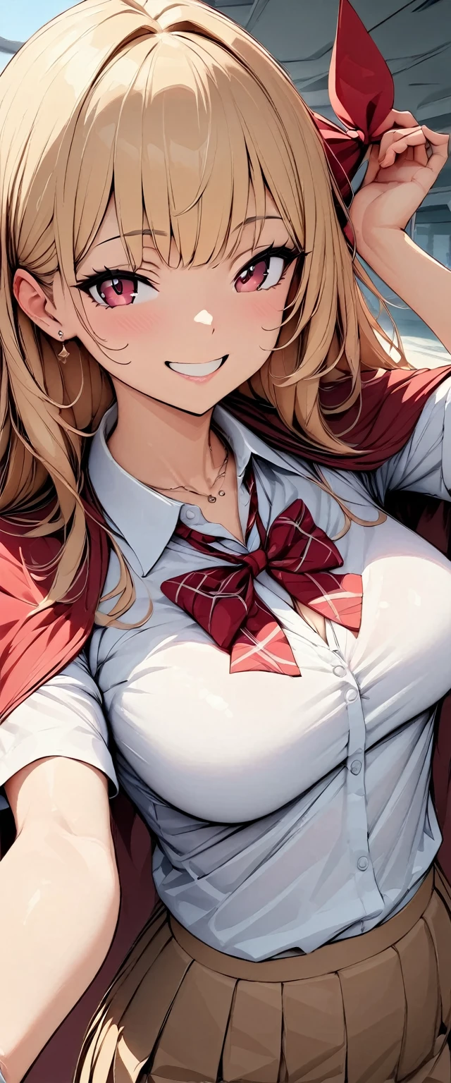 Pussy super super super enlarged　She spreads her pussy wide with both hands　Pussy enlargement　Super cute cute cute cute girl　blondes　Shortcut hair　A close-up of a cute girl in a lewd pose, spreading her pussy so wide you can see the hole inside