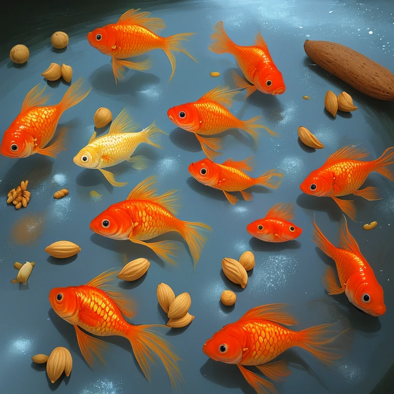 goldfish, nuts, wavering will, viscosity, dryness, life, temperature, sensation,