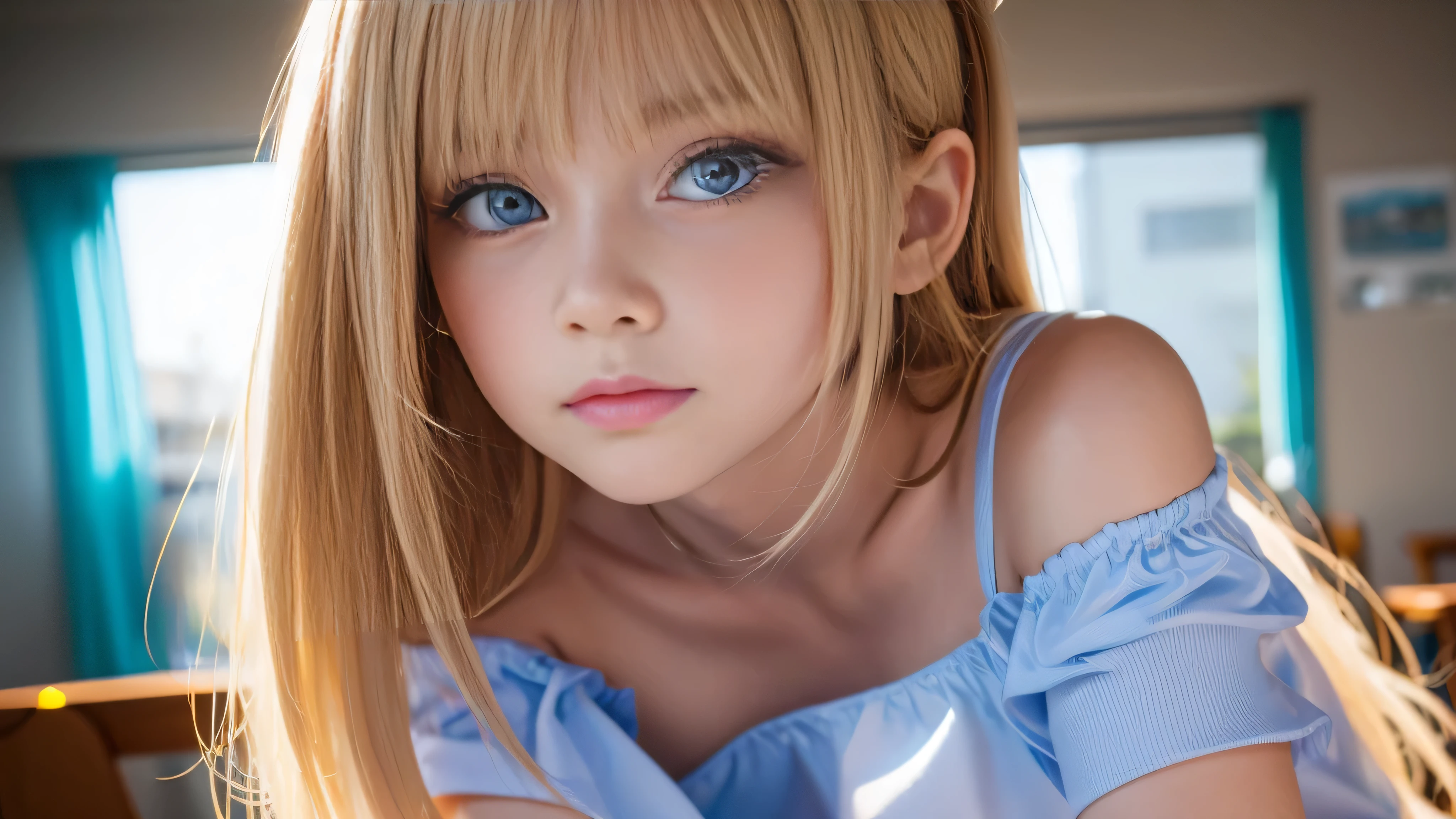 1girl, Marin kitagawa, dress white, short hair, yellow, realistic, ultra detail, 70mm lens