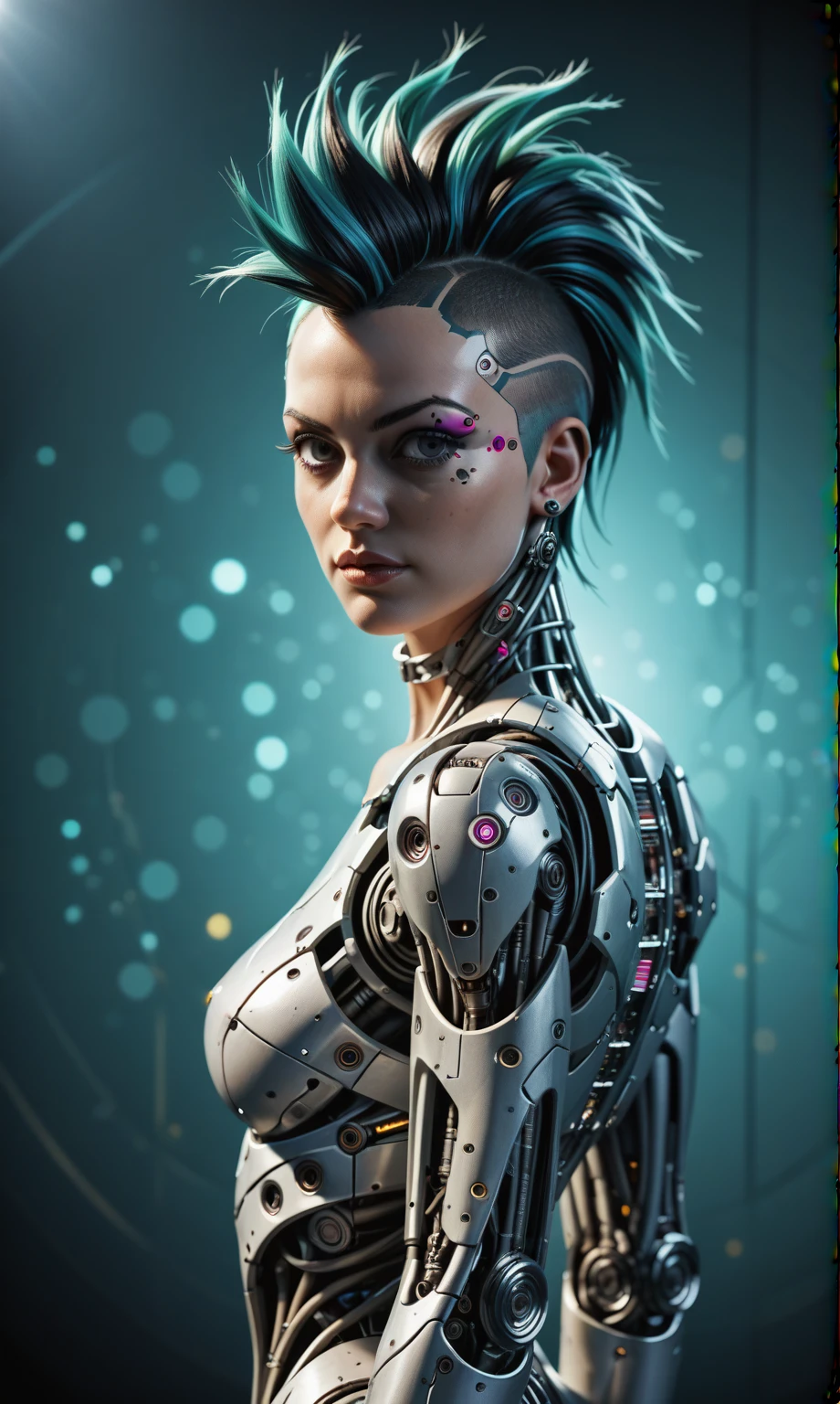 (masterpiece:1.2),(Highest quality),(Super detailed),(Ultra-high resolution),(Best illustrations),8k,wallpaper,Beautiful female cyborg,whole body,psychedelic,Vector art,Layered textures,progressive,pop,sf,cyber punk,Super sexy:2.0