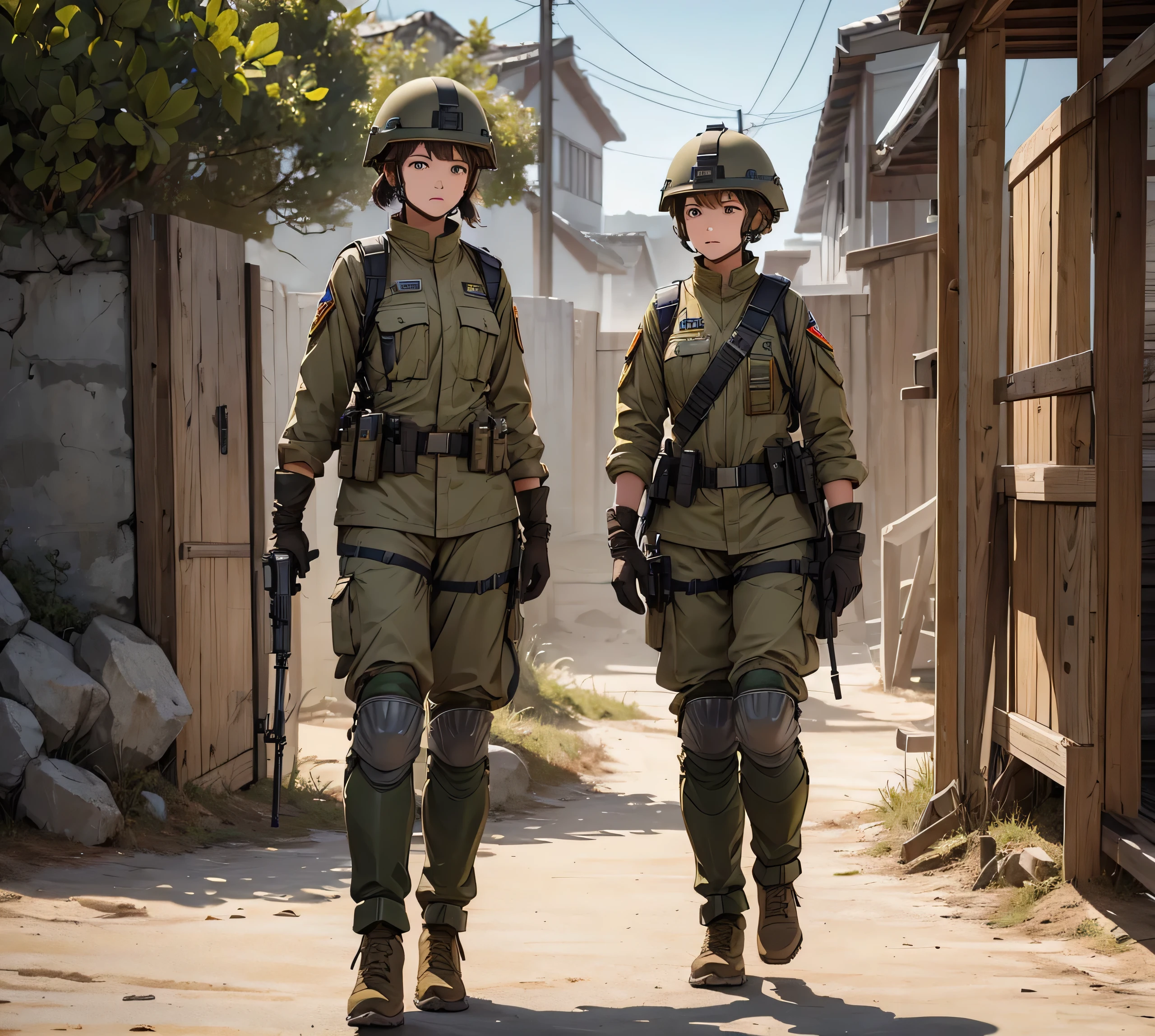A girl wearing small white socks is a female soldier