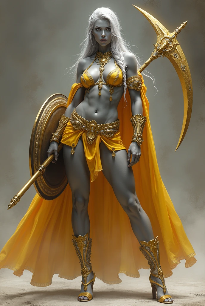Full body image Sensual dark skinned warrior, full lips abundant afro type hair toned body with huge honey colored eyes very round toned body small waist wide hips perfect bust hair wearing a tight berserker armor with very intricate details, He holds a broadsword in defensive mode with a challenging look,