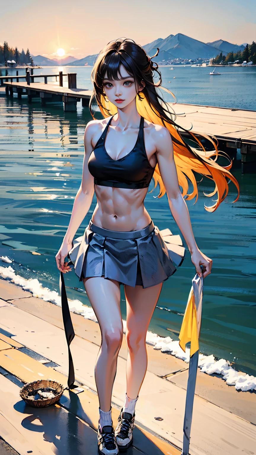 Anime boy in swimsuit, Long Two Side Up Orange Hair Boy, Long twin-tailed brown-haired boy, Blue-eyed boy, wearing a swimming wear, anime moe art style, marin kitagawa fanart, Splashing, Wet swimsuit, In a one-piece swimsuit, garments:High-cut swimwear, Competitive swimsuit, swim wears, splash art anime, Tall men, Cool anime boy in black tanksuit, highleg, Bare shoulders, bare legs,