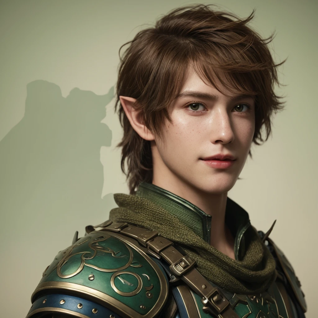 tattooed elf warrior male portrait leather armor rugged