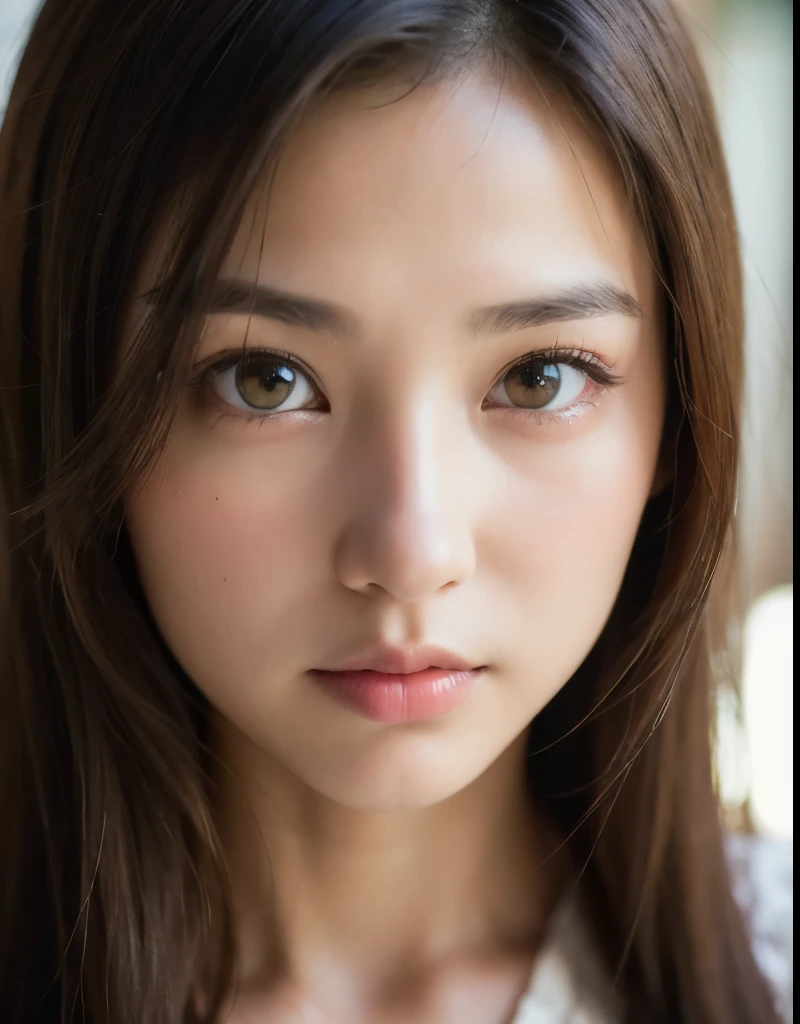(Photo Real:1.4), (hyper realisitic:1.4), (Smooth lighting:1.05), 1 girl, melancholy, looking away, Close-up of the face, Soft lighting, Back lighting, (Finest Real Textured Skins), Super fine face, glowy skin, retinas, Anatomically correct, acurate, (medium Hair:1.1), bangs, Textured skin, High quality, high details, Best Quality, High resolution,