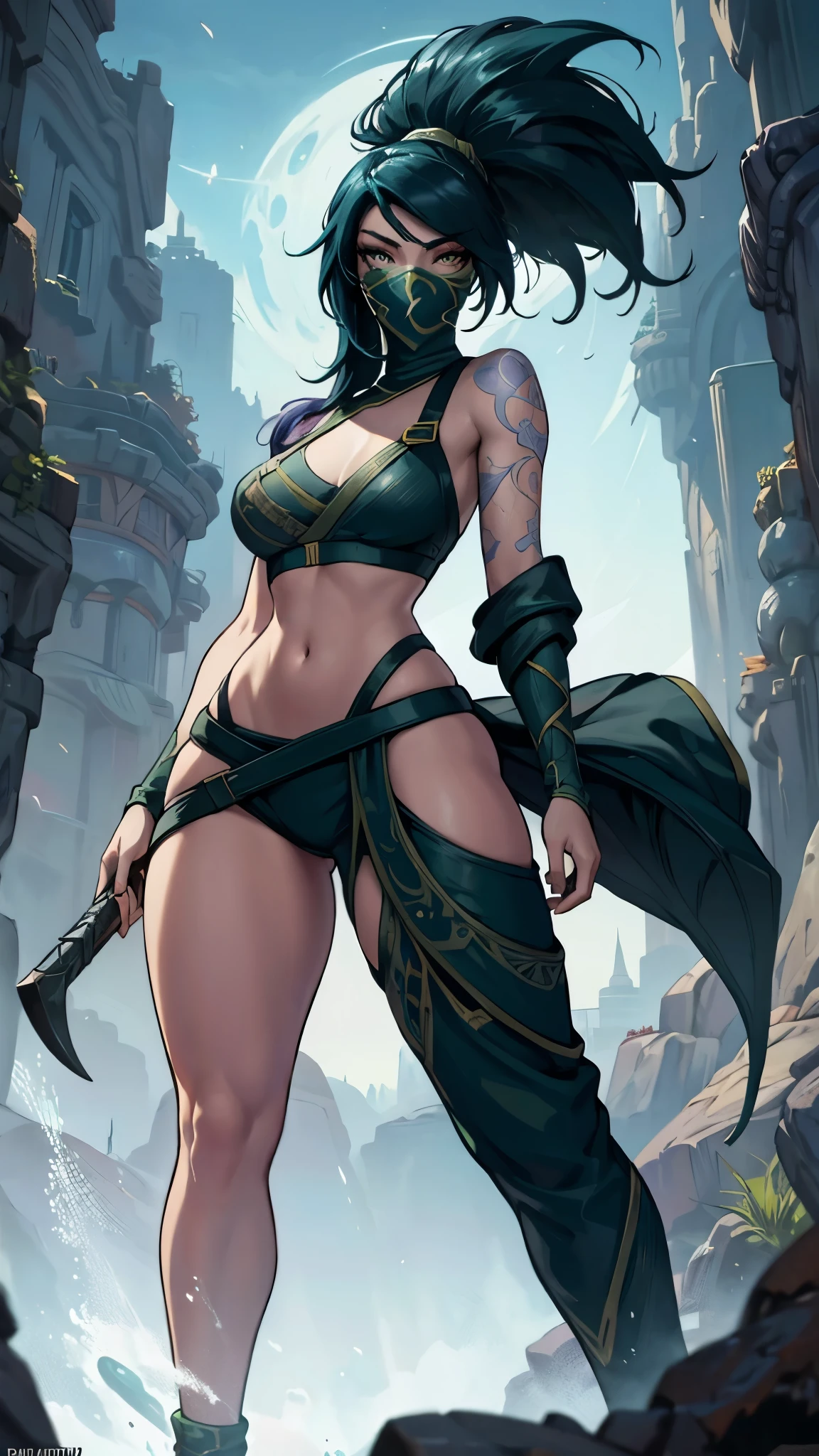 league of legends, akali, 1 woman, nipple, pussy, high quality, skinny body, full body shot, Longari, NUDE, perfect body