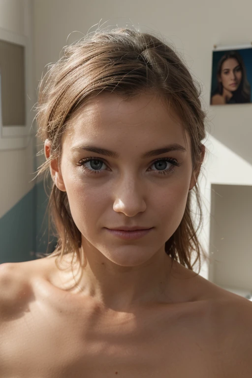 RAW UHD format、Crystal Clear、nsfw,(Real photo)、18 year old blonde photo (beautiful girl with blue eyes), (Well-trained body、Get six-pack)、healthy beautiful girl、Droopy eyes、blue eyes、(((very small breast bulge)))、 very unreasonable、highly detailed shiny eyes、super high quality, sharpness, Shallow depth of field, Crystal Clear, Cute face, The background is blurred,Fine skin pores , intricate eye details、Fine skin、((short hair))、((No makeup))、((freckle face))、high school girl、So ridiculous、