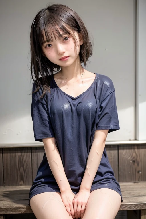 Highest quality, masterpiece, 8k, Ultra-high resolution, (Realistic: 1.4), balanced figure、Correct Anatomy、Beautiful skin quality、thin、Small breasts、Lie on your back on the bed and adjust your posture、(Sleep Performance:1.5)、Accurate limbs、Detailed breast shape、Detailed nipple shape、Open your mouth、Stick out your tongue、(Soaking wet、Close to the skin、See-through mini T-shirt、Please lift your mini T-shirt up to your chest.:1.5)、(Beautiful thighs、Beautiful clavicle、Beautiful crotch、Beautiful belly button)、Pubic hair looks thinner、Pubic hair shape、Please spread your legs a little、Raise your knees、(Head to thigh photo:1.5)、grab miniskirt、White see-through lace panties、Beautiful crotch、Detailed pubic shape、thin、Condensed milk poured on her thighs、Place your arms behind your head、