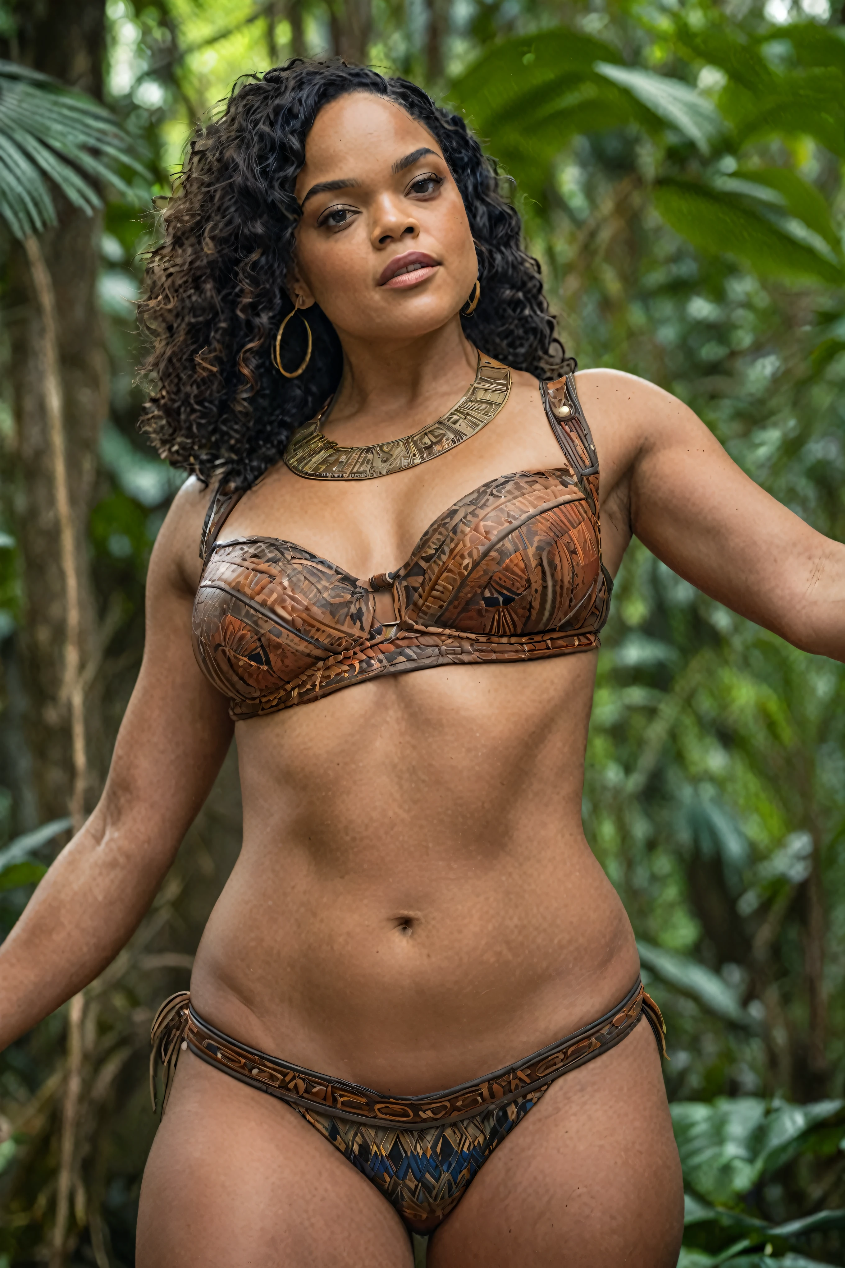 a beautiful attractive african american woman,(Aesthetic representation of Rosario Dawson as Ashoka Tano), nude skin, full body(important),athletic physique, well-toned and fit body, slender, elegant form, nude skin, intricate detailed face, detailed eyes, detailed nose, detailed lips, Hyper realistic, 8K, coloring pages for adults, intricate and bold ink illustration, incredibly detailed lines, detailed drawing in black and white, ink art,