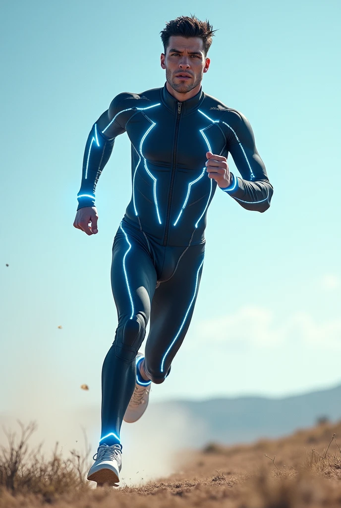 In a space full of twinkling stars,A brunette man,Being chased by thousands