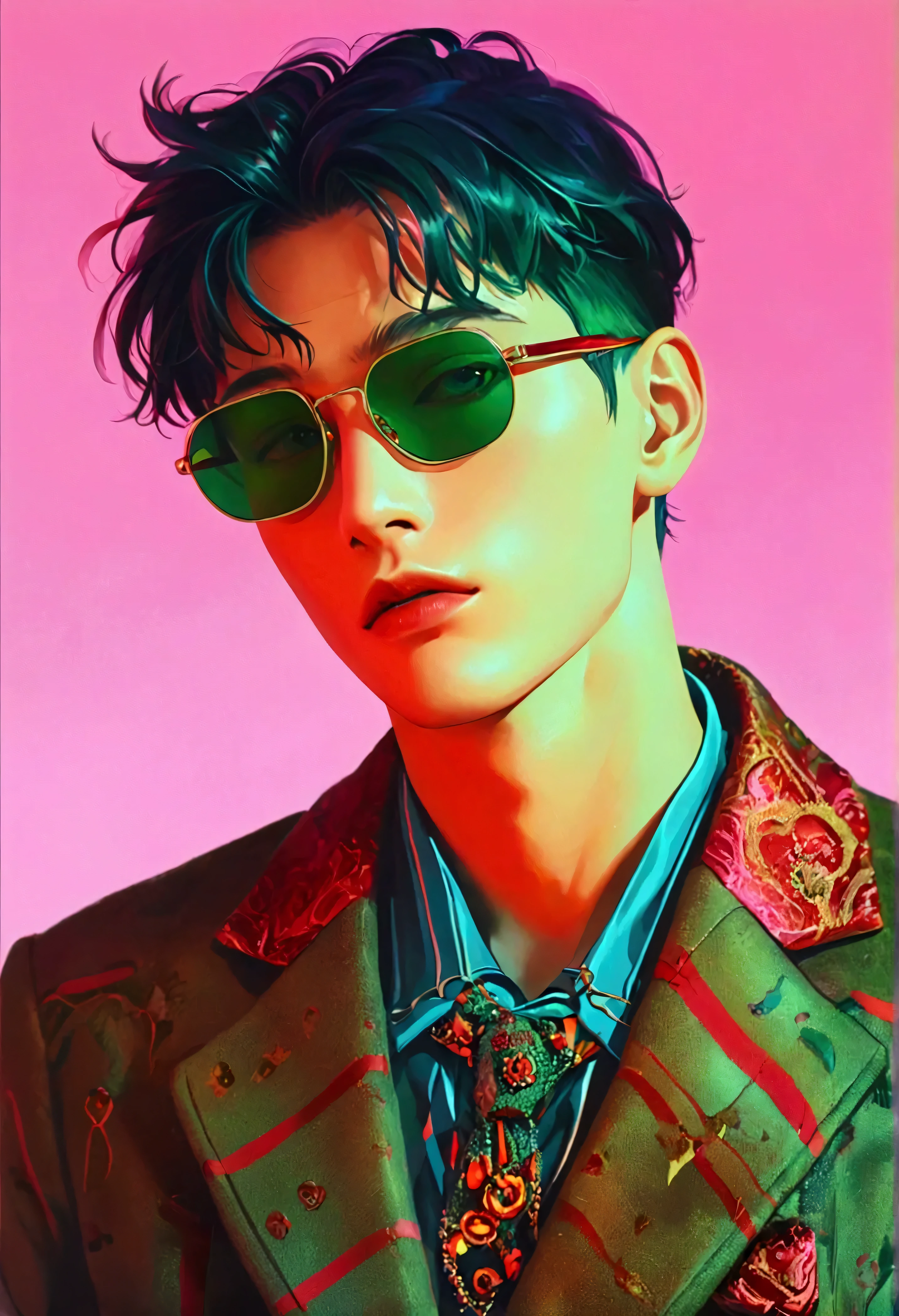 a man, in a dynamic pose wearing an expensive and fashionable outfit, designed by Gucci::3, tumblr, inspired by Yanjun Cheng style, digital art, internet boy lofi meme, trend in dezeen, catalog photo, 3 d render beeple, rhads and lois van baarle, cartoon style illustration, bright pastel colors, a beautiful art illustration, retro anime boy --ar 2:3 --q 2