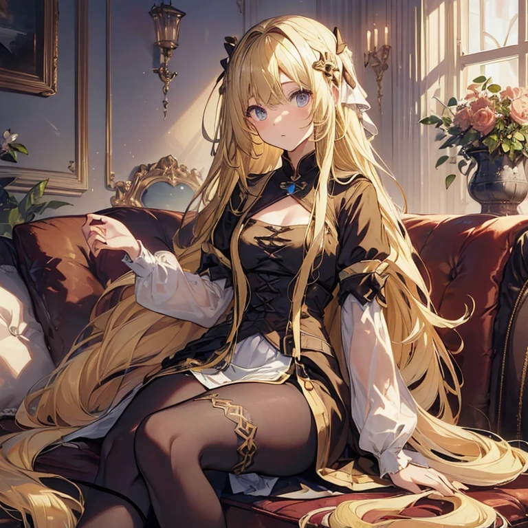 aninomically correct, ccurine, It has, (length hair, Blonde:1.6), , heavy breinhing, Pantyhose 1 Girl, Alone, Sitting, length_sleeve, Looking for_in_Viewers, brown_Legwear, chest, dress, Sofa, big_chest, coin, Glow effect, God&#39;s Rays, [Hand-drawn, give, 8k, octane give, Cinema 4D, Blender, dark, inmospheric 4K ultra detailed, cineminic, Sharp focus, 被写界深度がbig, masterpiececolors3d octane give, 4K, Concept Art, trending on artstinion, Surreal, Vibrant colors highly detailed CG Unity 8k wallpaper, CGSociety in話題, Intricine, high detail, draminic"",