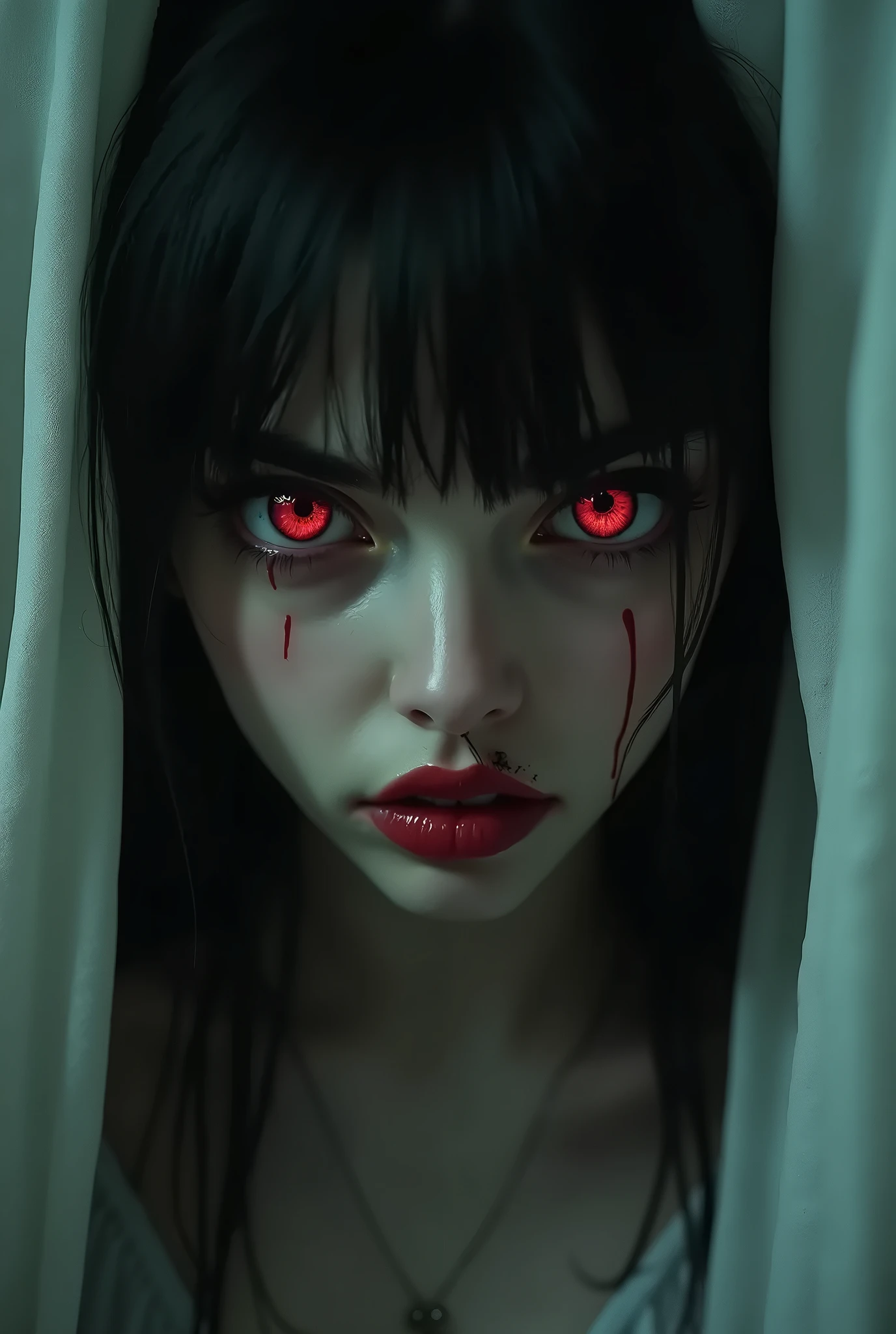 Hisako, sharp teeth, black hair, long hair, japanese clothes, colored skin <lora:Hisako-11KIv9:0.8>, glowing_eyes,, beautiful, (masterpiece:1.2), (best quality:1.2), perfect eyes, perfect face