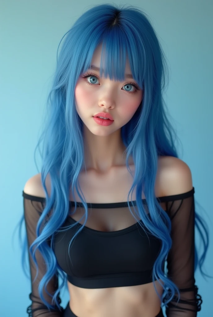 Top Quality, Ultra High Definition, (Realistic: 1.4), (Detailed Beautiful Girl: 1.4), (Medium: 0.8), Viewer, Detailed Facial Details, Beautiful and Detailed Eyes, (Blue Hair | Pink), Green Eyes, Smile (Makeup: 0.4), Red Lips, (Full Body, Seated, Beach), Highly Detailed Clothing, (ulzzang-6500-v1. 1:0.3) \ Crawling on all fours