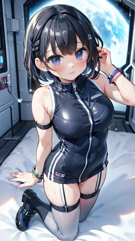 Slingshot swimsuit, Have a surfboard(Slingshot swimsuit)Anime images of two women in,, Ecchi anime style, anime moe art style, Kantai Collection Style, two beautiful anime girls, Ecchi, Twin-tailed, Lori, oppai, konosuba anime style, 8K!!, Wearing shiny Maven armor，Take advantage of the ancient flood giants，I'm a black-haired alien general，She is also a cute and cute little sister, Miniature cute medieval kingdom 3d rendering, high detailing, Quality,Premium Studio Lights,blender, Lumio, arnold, 8K, hard disk, corporate offices, Top image quality、Raw photography、超A high resolution、An 18-year-old woman、Shooting for one person only、modelshoot、big round chest、cleavage of the breast、tshirts、Wearing a black skirt、Beautiful Eyes of Details、very elongated eyes、Beautiful eyelashes、Beautiful double eyelids、Black walls、very slender legs、Shorthair with light brown hair、very slender physique、Very small buttocks