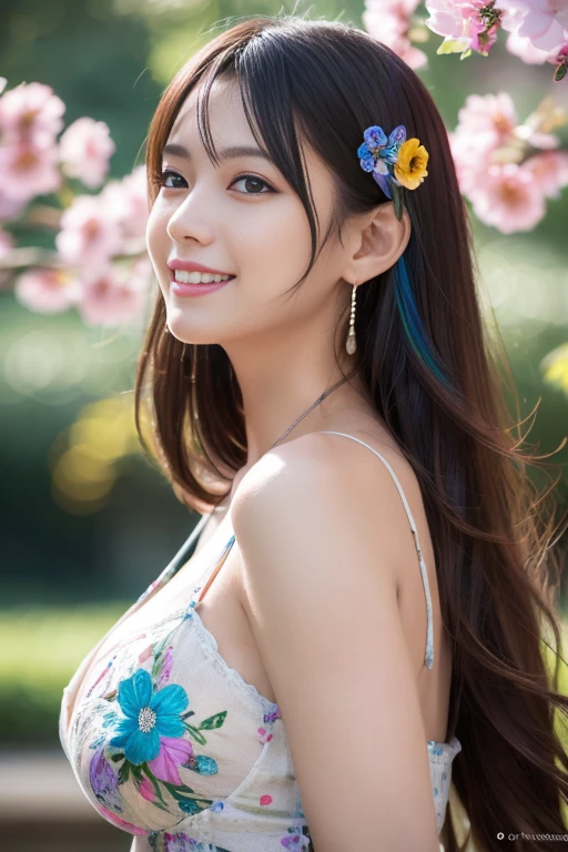 High resolution symmetrical images, Japanese film photo of a woman with colorful tattoos on her waist, chest and arms, Big mouth cleavage、(((Full body tattoos)))、 Large tattoo on the chest、(Lotus tattoo)、 (((close up chest, Underarm, 胸のAngle from below))), blonde braids, short hair, ((Art Nouveau)), (??????? Face), (Alphonse Mucha), Small earrings, ((on the road, wood, Buildings in medieval Europe)), Angle from below、(Anatomically correct)、(Perfect body proportions)、(Natural Hands、Natural Fingers)、(Breast Goddess, Woman born from flowers, ((Round face)), Realistic Eye Size, Droopy eyes, smile,I'm bathed in dazzling light
