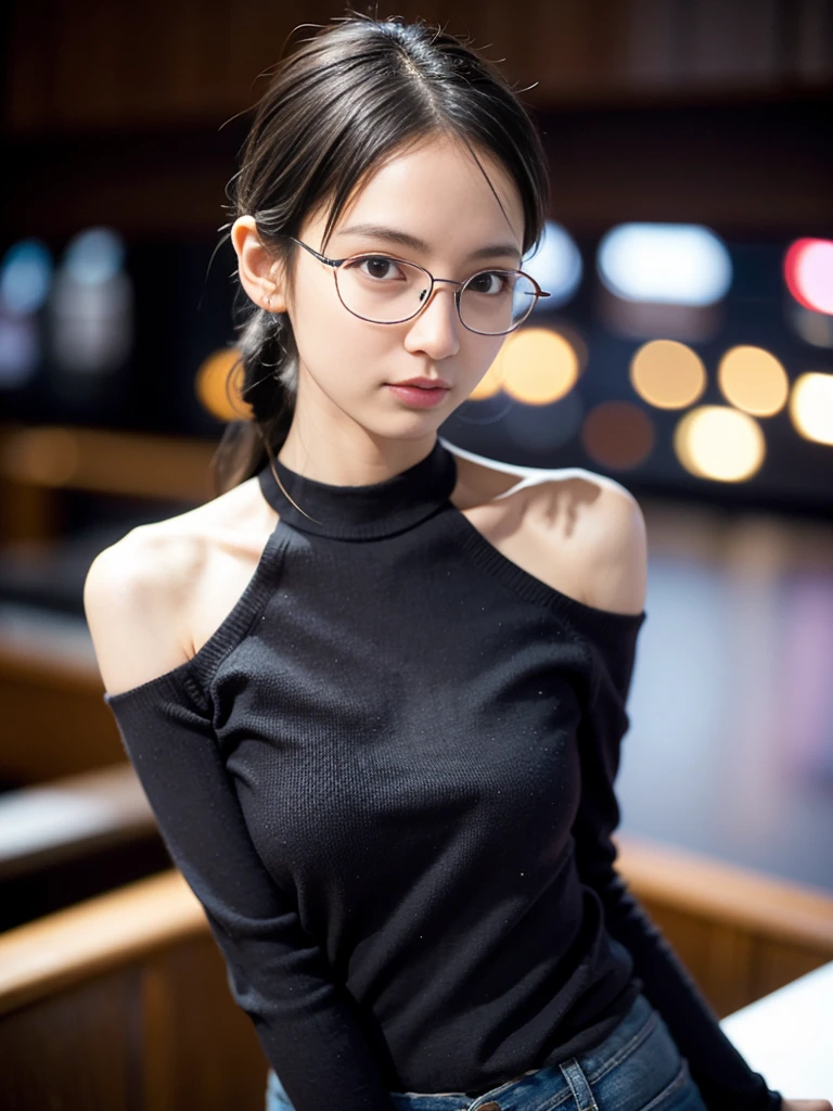 Sarada Uchiha with glasses crouches on a step, Art not Guweiz style, realistic 3D anime style, Guweiz, The anime girl stands, sexly, 3D realistic anime, Photorealistic rendering of anime girls, high quality portrait, anime realism style,  Anime in real life, alena aenami and artgerm, naked, breasts, tits, sehr kleine breasts, sarada as 18 year old girl, sie präsentiert ihren nakeden körper, sehr sslim, tender girl,  figure, sslim, thin, Enge Size, very feminine, sehr kleine breasts