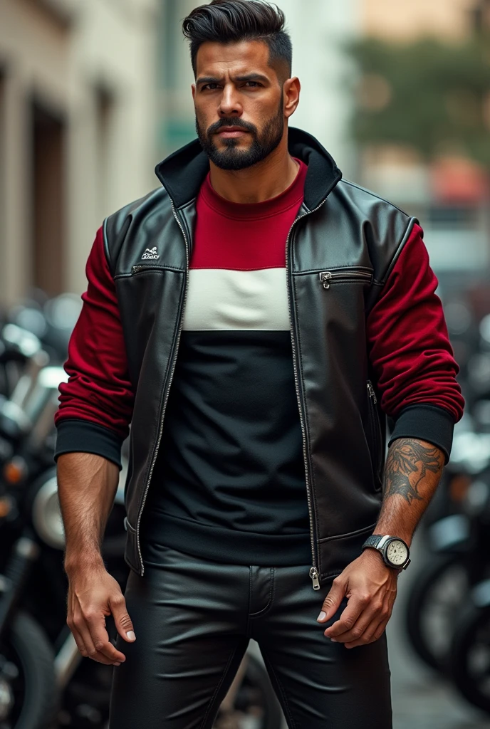 Ranbir Kapoor a man <lora:Diljit:0.9>, realistic photo in a worn ((skin-revealing skimpy erotic red tracksuit, massive hairy pecs)), big pecs, big arms, bulge, VPL, ((light bokeh)), intricate, (steel metal [rust]), elegant, erotic, exuding sexual energy, homoerotic, sharp focus, photo by greg rutkowski, soft lighting, vibrant colors, (masterpiece), ((streets)), (detailed face), looking at viewer, light smile, night, walking towards viewer, cinematic lighting, beautiful lighting, cinematic lighting, (hazy filter, film grain:1.2)