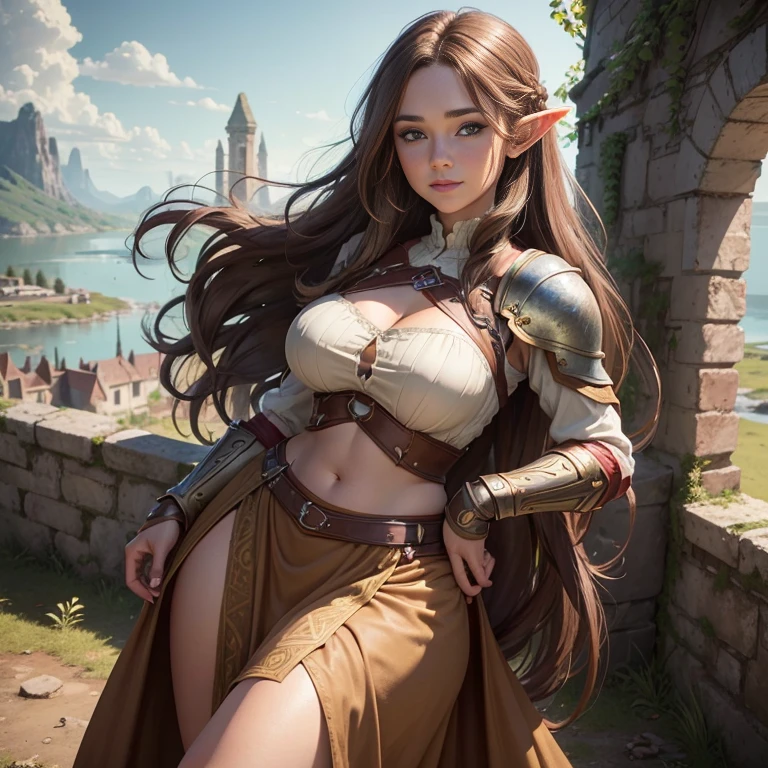 Elf mechanical Warhammer style sniper beauty brown hair