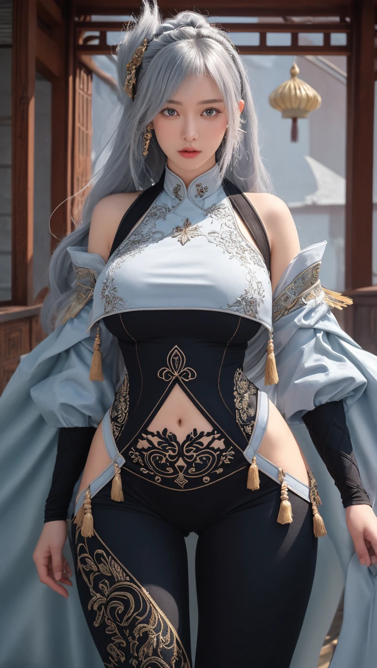 8K, Top Quality, Intricate Details, Ultra Detail, Ultra High Resolution, Masterpiece, close up shot, Slender,, ((Full body )), (Makeup: 0.4), (), , looking at viewer, ((full body)), 1girl, solo, 1 girl, ((blue hair, bangs )), , , ((tall)), (((fit body))), (((slim face))), sharp face , smile, (( blue hair, bangs, long hair )) , (detailed face), sharp face, small lips, standing, feminine pose , show belly ,, , ((abaya,)), , ((detail belly )), detail fingers, detail hands, detailed face, detailed breast, huge breast, Narrow Waist, Skinny, 175 cm tall , Muscular, Navel, Exposed Abdomen, Pointed Ches , large breast, , , Beautiful girl with accentuated slender abs: 1.4, Six Pack Abs: 1.4, Bust Botox,, Perfect Body, (( dark background)), black background,