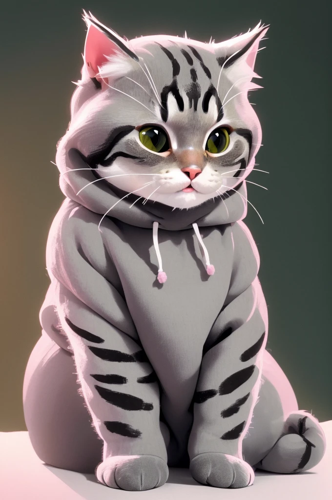 a cat wearing a hooded sweater, soft pink sweater, sage green background, charcoal cat, (best quality,4k,8k,highres,masterpiece:1.2),ultra-detailed,(realistic,photorealistic,photo-realistic:1.37),HDR,UHD,studio lighting,extreme detail description,professional,vivid colors,bokeh,portrait,cute cat,detailed feline features,adorable expression,soft fur texture,cozy sweater,gentle cat