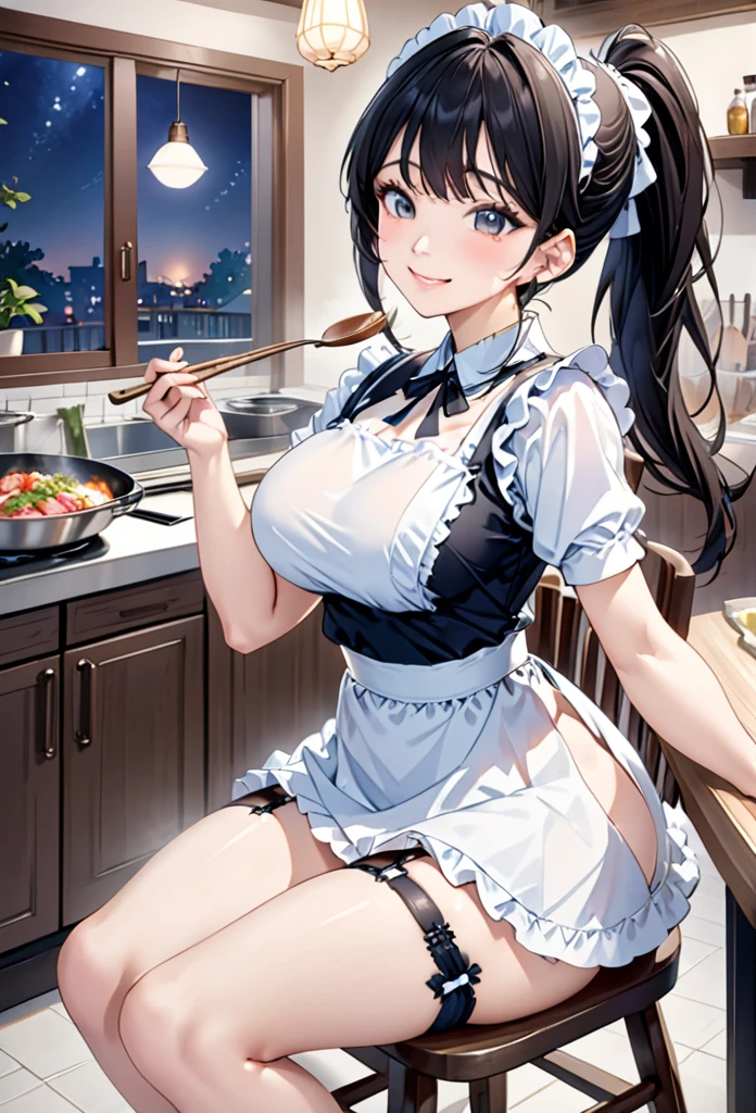 (dynamic angle:1.3, front view:1.1, breast focus:1.3, from below:1.1), (dynamic posing:1.2, sexy posing:1.2), (seductive smiling:1.3), ((looking at cake,Taking a cake out of the golden oven, worried about the outcome:1.2)),highest quality、(real、photorealistic:1.4),(ultra high resolution, 8K RAW photo, clear focus), best qualtiy, natural lighting, field depth, (Bright pupils, detailed beautiful eyes, high detailed face), Red lip, (tight focus:1.2), a girl 22yo old, Wearing a pastry chef uniform:1.3 , Thicc, thin breast, long hair, blue eyes,a pastry pretty girl:1.1, (highly detailed beautiful face and eyes,small breasts),real skin,((black,hair,long pony tail hair)),thin pubic hair,cute,lovely, detailed eyes,(double breasted:1.0,under bust:1.0),(with sparkling eyes and a contagious smile),open mouth, Looking at Viewer,A scene of cooking in the kitchen with the oven made by goldden
