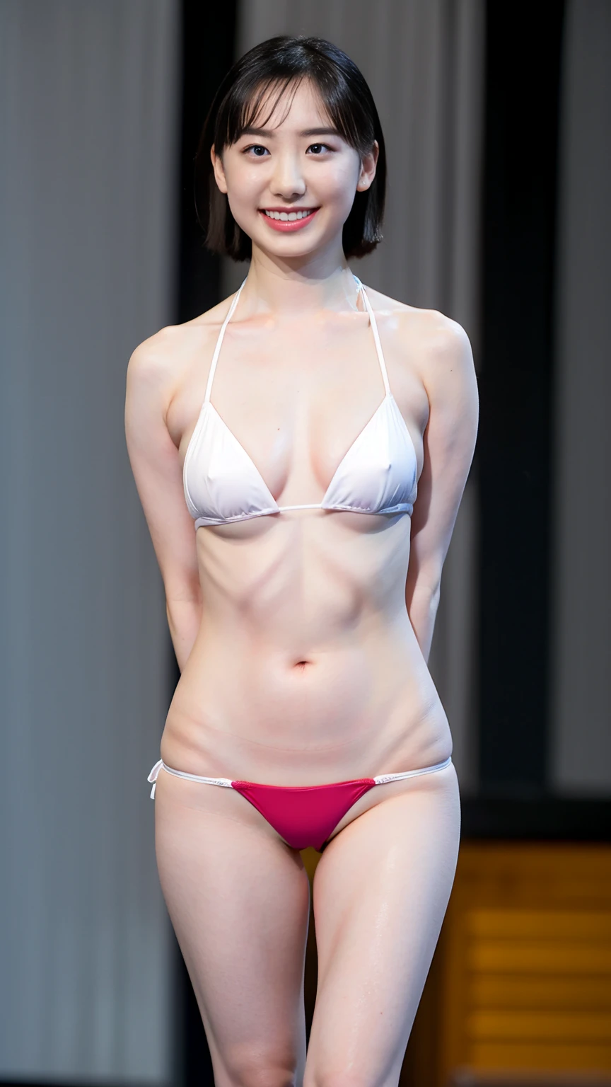 "((best quality,16k,highres,masterpiece:1.6)),ultra-detailed,(realistic,photorealistic,photo-realistic:1.6),18-year-old,full body,((arms behind head and show your side)),(( White micro bikini:1.6)),beautiful detailed face,detailed, skinny waist and thick hips, fit girl, fit pic, cottagecore!! fitness body, amouranth, pretty face with arms and legs, better known as amouranth,,((Beautiful background blur))、soft studio lighting,((delicate artwork dark gray background))、((A beautiful figure that stands out against a dark background))、((Anatomically correct fingers of the hand))、((correct number))、
soft light lighting"