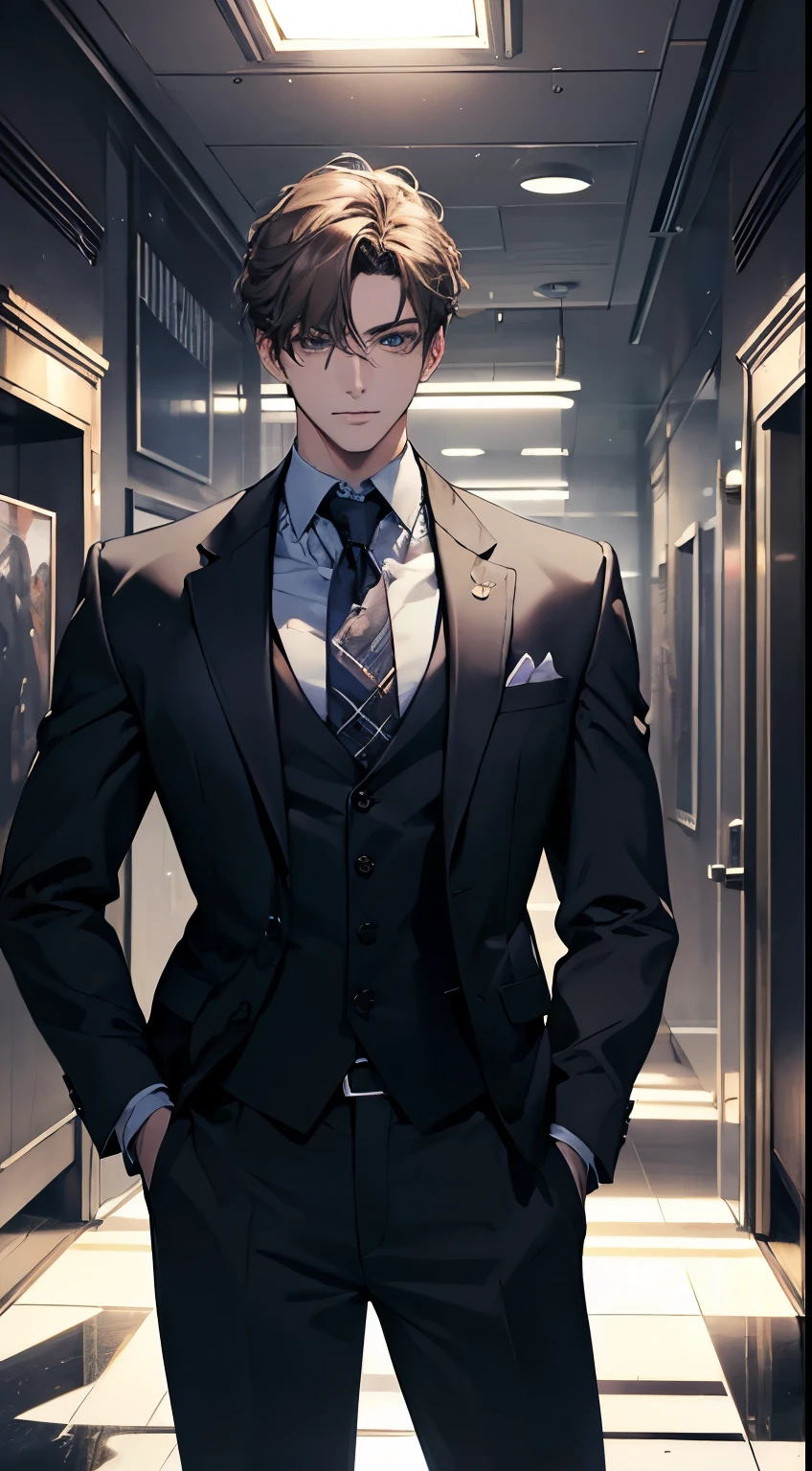 (best qualityer,4K,8k,high resolution,work of art:1.2),ultra detali,(realisitic,photorealisitic,photo-realisitic:1.37),1 men,3,mature man,Very beauthful,without expression,ssmile,short gray brown hair,blue colored eyes,piercing look,perfect face without mistakes,imposing posture,business man,office background,cinematic lighting,HDR IMAGE, neoclassical mansion background.
