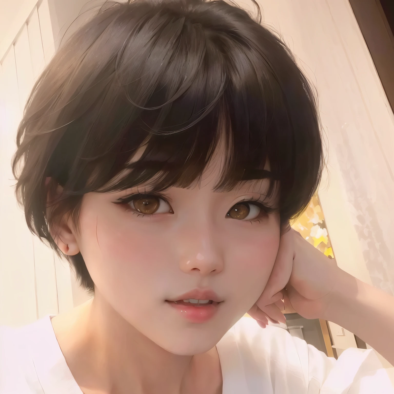 short hair,
