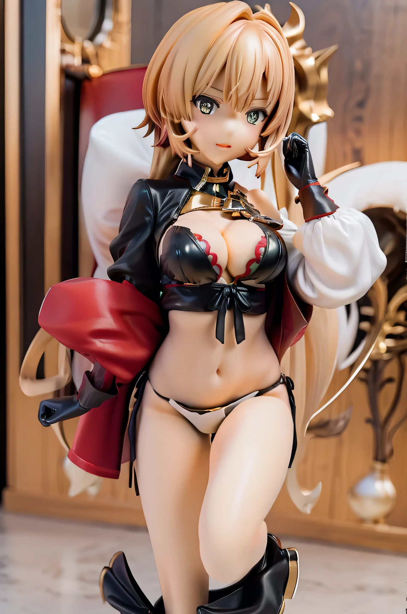 Zuo々Mu Moeka、Cleavage、White bra、Black gloves、Black camisole
