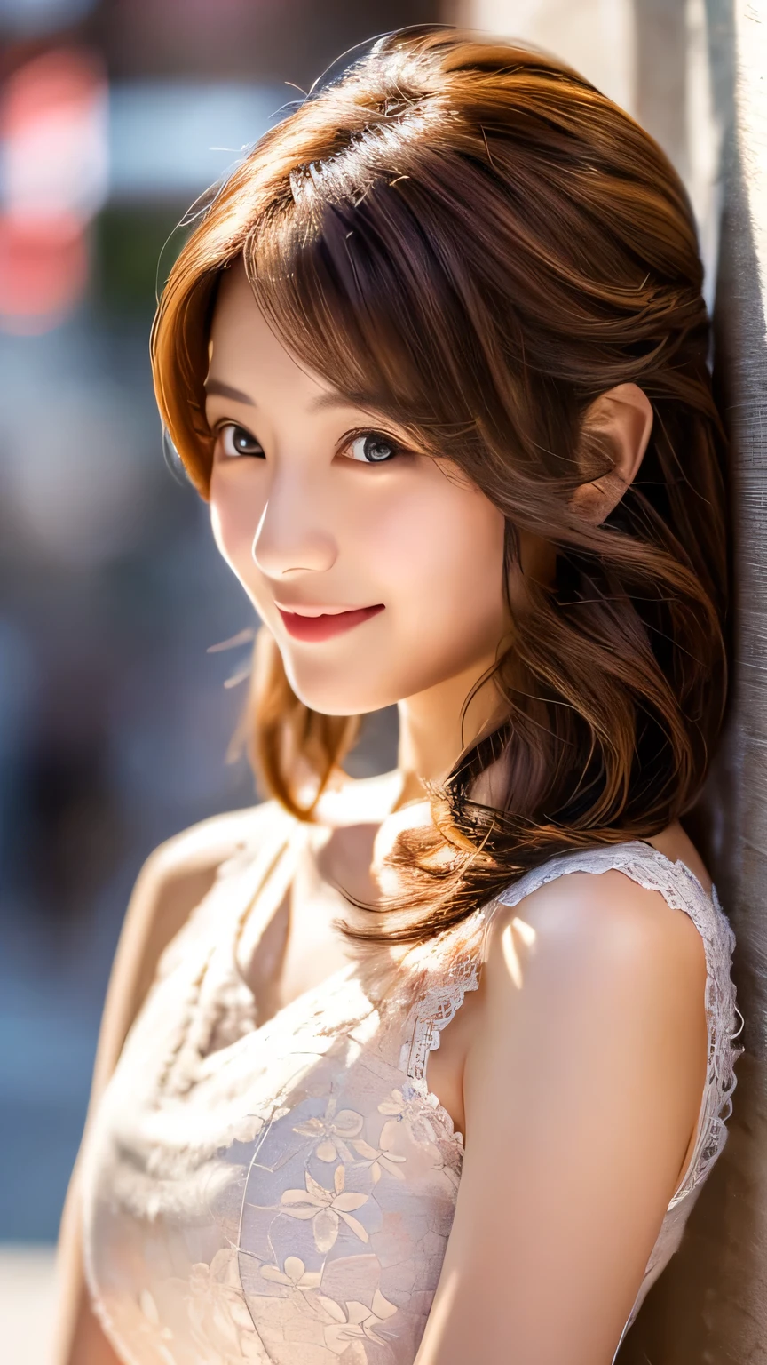 16k, ultra high res, best quality, high quality, masterpiece:1.3), (a professional photo of girl), RAW photo, realistic illustration, (ultra detailed eyes and face), (ultra detailed beautiful skin), Super Detail Beautiful Natural Skin, there is a woman that is posing for a picture in a window, beautiful japanese girls face, young sensual gravure idol, friendly seductive smile, beautiful asian girl, cute seductive smile