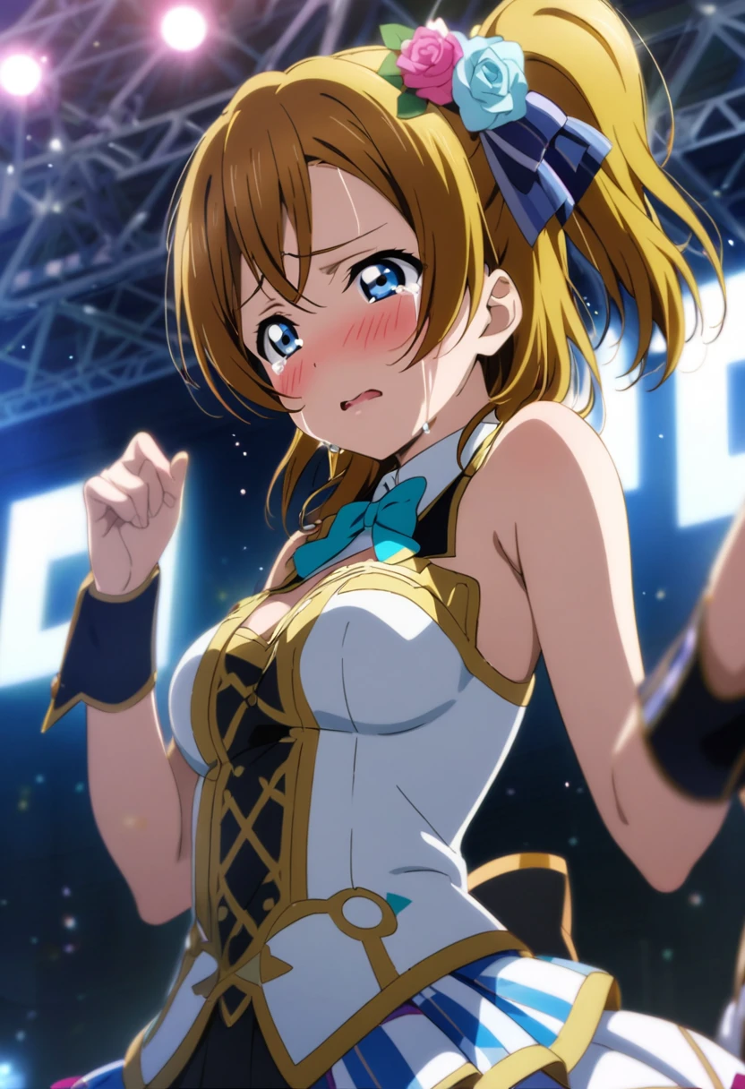 (((Pixel Perfect, Perfect detail))), ((woman)),((slender body, Medium Breast)), Alone, Alone girl, Honoka Kosaka, 1, blue eyes, chest, , anime, masterpiece, Best Quality, Love Live!!, {{Honoka Kosaka: 1.5}},(Detailed face, Extremely detailed CG),(Perfect hands, Perfect Anatomy),(Crying face:1.1),(Tears in my eyes:1.2),(blush),(idol costume, love live miracle live, School Idol Festival 2, National Otonokizaka Academy, Honoka&#39;s, : 1.5), Viewer Perspective, (Scared face:1.1), (Tears in my eyesが浮かぶ:1.3), MS, Love Live!! , blue eyes, Orange Hair, One side up, Short Hair, (clothed sex), Masterpiece, Top Quality, 1 Female, (nsfw:1.0), Spread Legs, Sitting, legs up, nude, Sweat, Glossy Skin, Heavy Breathing, (sex, Intercourse, Insertion, Heterosexual, (Motion Lines), (Motion Blur), veiny Penis:1.1), (Lying, Supine, Bed, throw),(cum in pussy),((Arching back:1.2)),