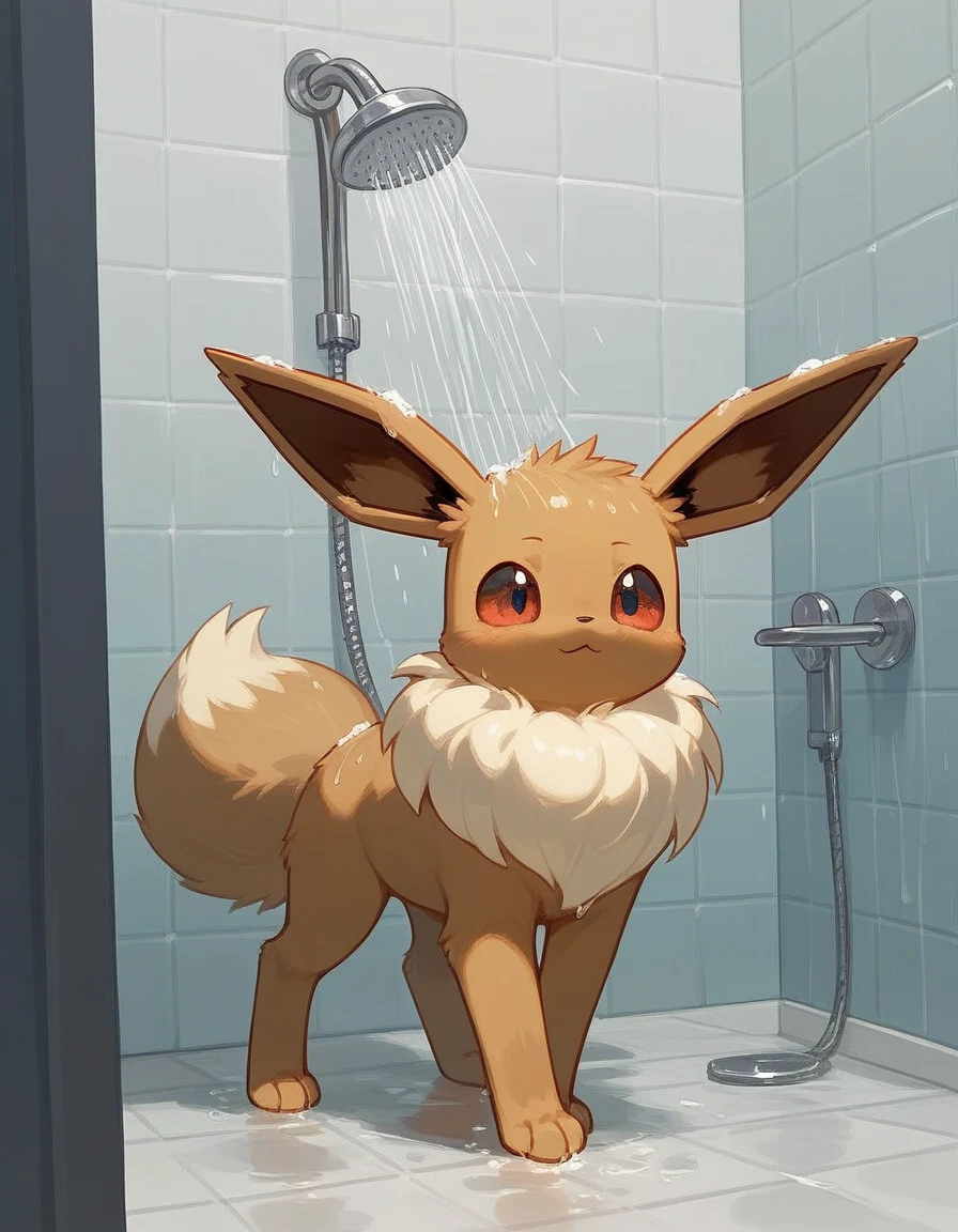 Alone, score_9,score_8_up,score_7_up, male eevee, giant penis, cum, shower.