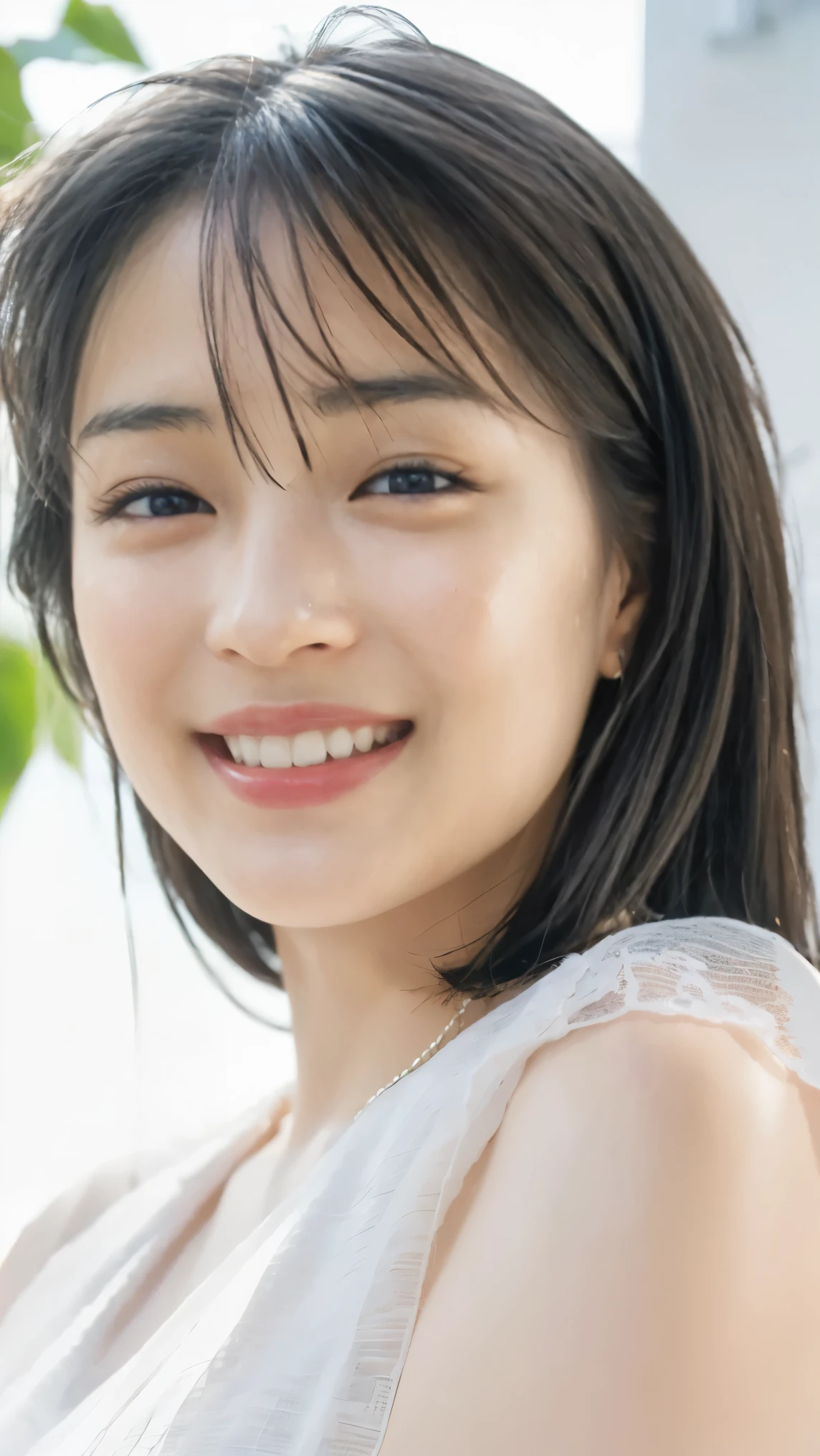 smile, Cute Japanese Women Photos,  20 years old, Oil, One Length Hair＆Hair straightening balm:1.55, (photo Realistic:1.4), (hyper Realistic:1.4), (Realistic:1.3), (Smooth lighting:1.05), (Improving the quality of cinema lighting:0.9), 32K, 1 person,20 years oldの, Realistic lighting, Backlight, The light shines on your face, Ray Tracing, (Bright light:1.2), (Improved quality:1.4), (Highest quality Realistic textured skin:1.4), fine grain, Detailed face,(smile:0), (Emphasise close-ups of the face:1.3), (Enhances the beauty of skin texture:1.1),((Extremely precise and accurate anatomy:1.0)), (Enhances the beauty of skin texture:1.1), Clean, glowing skin, mesh, thin:1.2, (Realistic:1.3), Realisticなライティング, (Smooth lighting:1.05), 32K, One Japanese woman, fine grain, Detailed face, (Film Grain:1.1),(Accentuate your body lines:1.1), High resolution, Natural look, Kind eyes, Improves hair quality, Delicate light and shadow, Transparent muscles, Graceful pose, Beautiful Eyes, Sharp details, Soft light reflection, Beautiful contours, Delicate skin tones, Thin hair,Cute Japanese Women Photos,