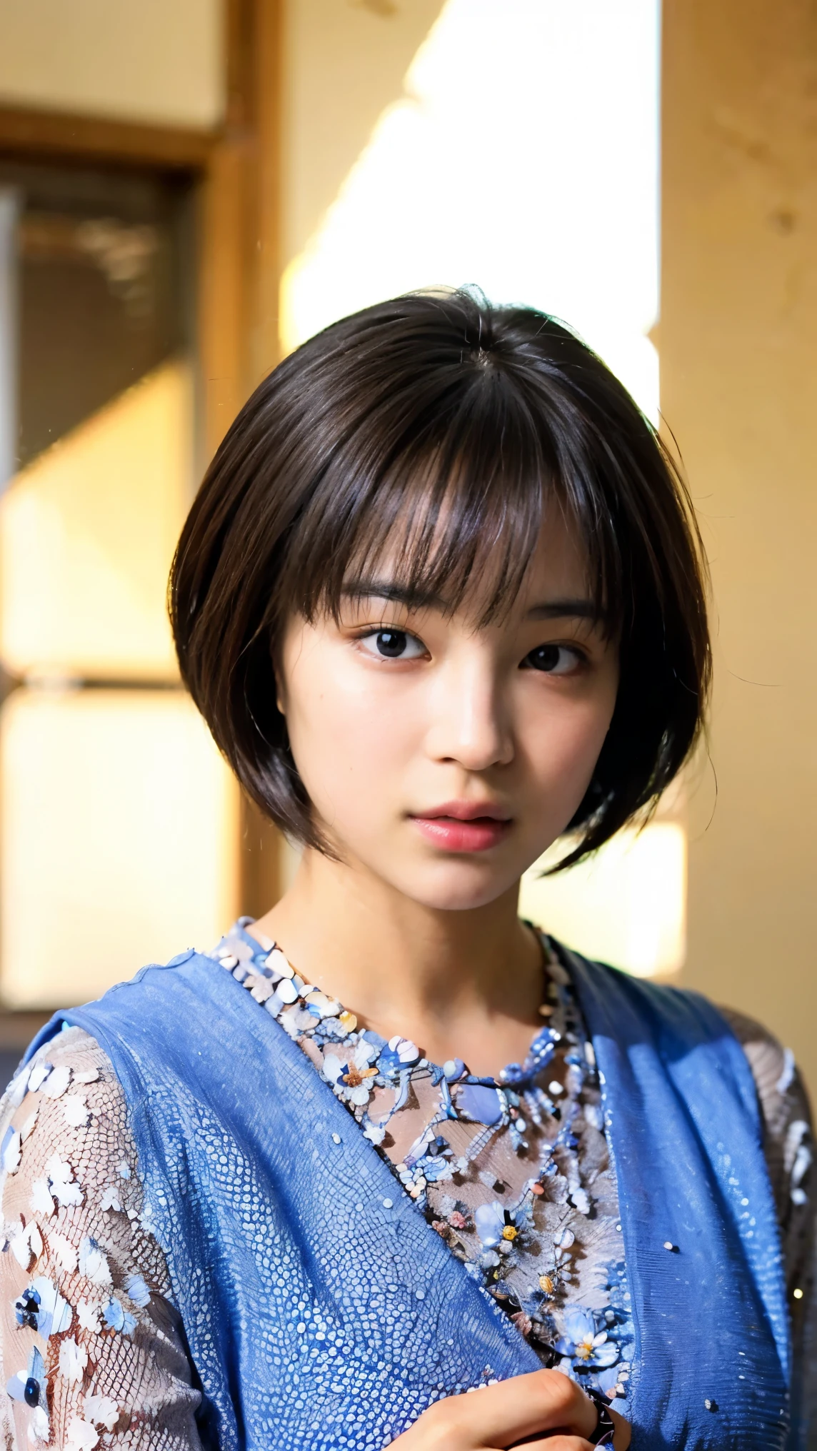 Cute Japanese Women Photos,  20 years old, Oil, One Length Hair＆Hair straightening balm:1.55, (photo Realistic:1.4), (hyper Realistic:1.4), (Realistic:1.3), (Smooth lighting:1.05), (Improving the quality of cinema lighting:0.9), 32K, 1 person,20 years oldの, Realistic lighting, Backlight, The light shines on your face, Ray Tracing, (Bright light:1.2), (Improved quality:1.4), (Highest quality Realistic textured skin:1.4), fine grain, Detailed face,(smile:0), (Emphasise close-ups of the face:1.3), (Enhances the beauty of skin texture:1.1),((Extremely precise and accurate anatomy:1.0)), (Enhances the beauty of skin texture:1.1), Clean, glowing skin, mesh, thin:1.2, (Realistic:1.3), Realisticなライティング, (Smooth lighting:1.05), 32K, One Japanese woman, fine grain, Detailed face, (Film Grain:1.1),(Accentuate your body lines:1.1), High resolution, Natural look, Kind eyes, Improves hair quality, Delicate light and shadow, Transparent muscles, Graceful pose, Beautiful Eyes, Sharp details, Soft light reflection, Beautiful contours, Delicate skin tones, Thin hair,Cute Japanese Women Photos,