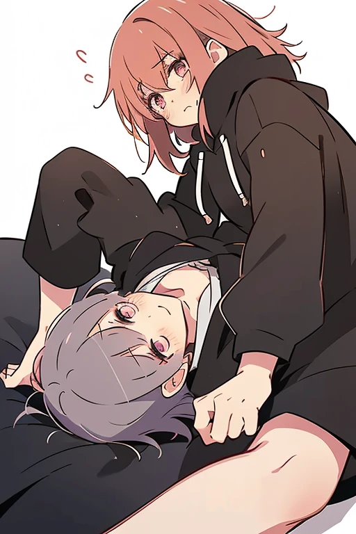 masterpiece, Best Quality, anime boy in a black dress with a white background, Cute cute boy, Cute boy anime visuals, Anime Moe Art Style, by Ai-Mitsu, ((black)), Soft anime illustration, Wearing a hoodie, by EiQ, , , Cute Anime Boy, wearing a pink hoodie, パーカーを着たblack髪の, blackい目, blackい髪, Depression, Dull eyes, Neutral appearance