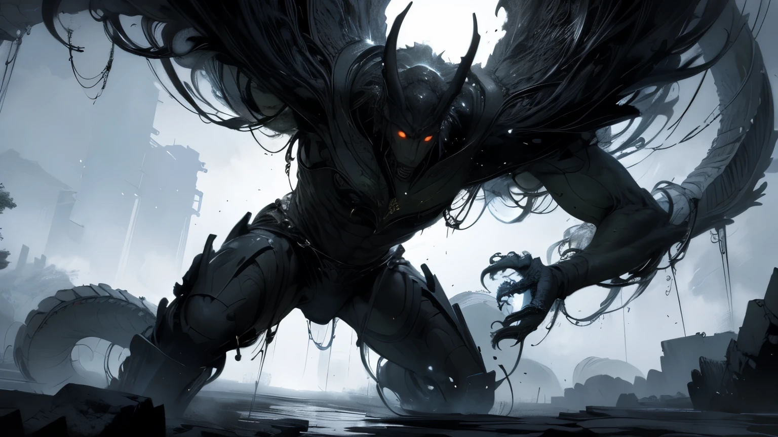 a duo of elder gods fighting in an epic battle to the death, highly detailed, 4k, hyperrealistic, dramatic lighting, dramatic poses, dramatic expressions, dynamic composition, intricate details, volumetric lighting, cinematic atmosphere, dark fantasy, muted color palette, moody and ominous, girls