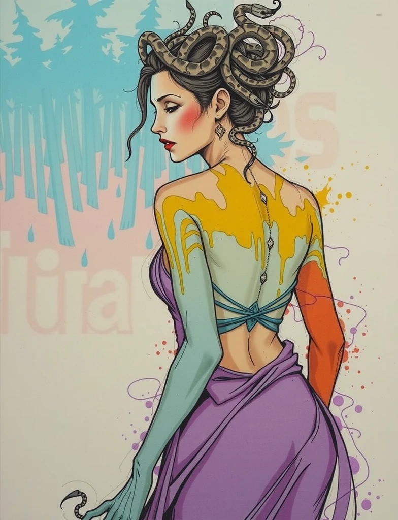 A painting of an ordinary woman from ancient Greece, abstrato.