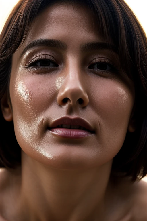 woman images,、Face close-up、Smooth Skin、masterpiece、Highest quality、8K Photo、woman, Age 25、girl、From below,((Look Up,The nasal cavity is visible))((furrowed brow, closed eyes, frown))