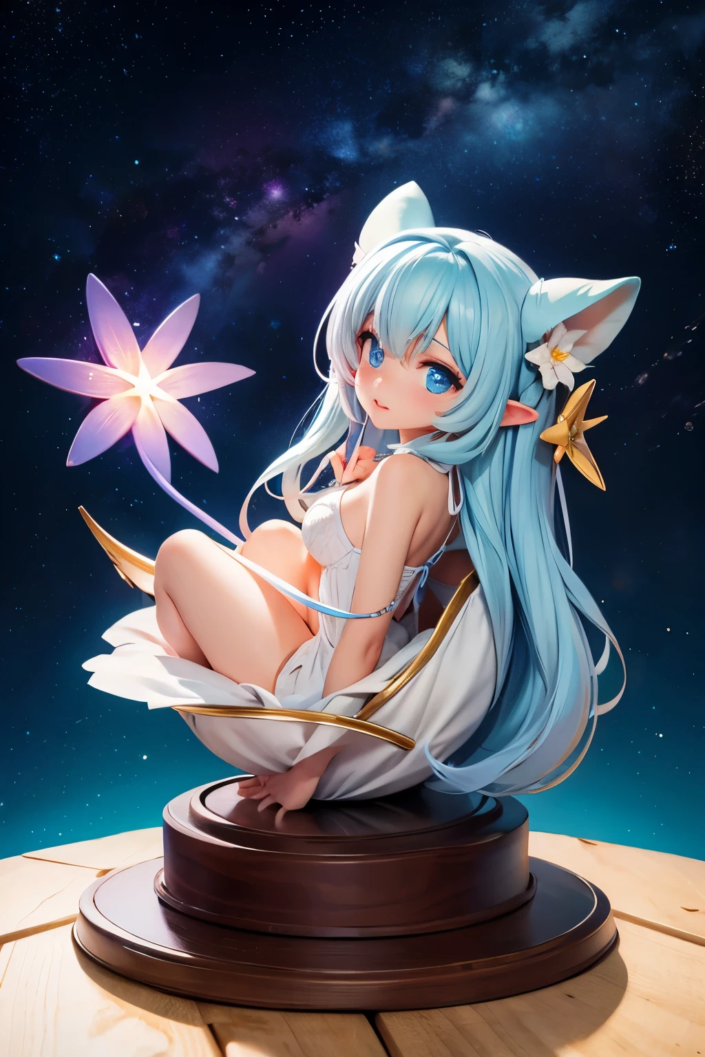 white and beautiful skin、Completely naked、Beautiful Dragon Girl、Chibi、smallest、smile、hairless、purple eyes、