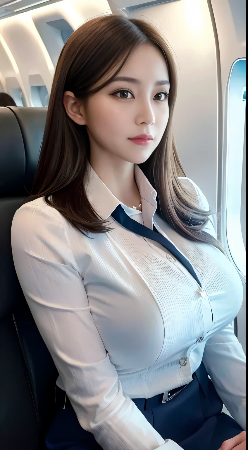 beautiful girl, Flight Attendant, long-haired, chesty, Sexy,naked