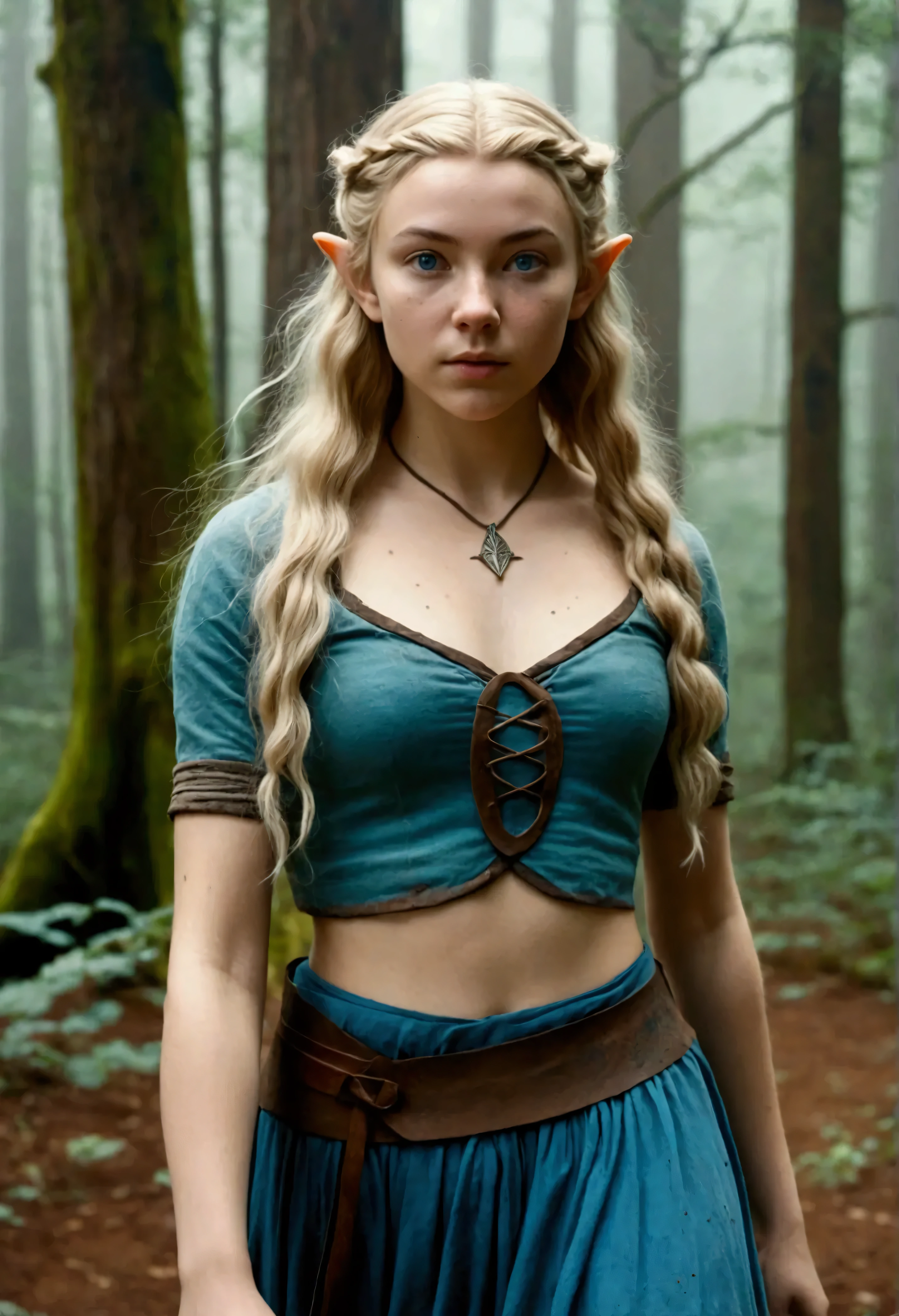 analog film photo, photo of a young elven girl, 18 years old, elf ears, azure eyes, curly blonde bob cut, tan complexion, Amazonian stature, voluptuous hourglass figure, busty bosom, narrow waist, full hips, big plump buttocks, wearing a linen sun dress, strolling through a sunny fantasy landscape, RAW Photograph, dslr, soft lighting, high quality, film grain, Fujifilm XT3, detailed skin with visible pores, insane details, masterpiece, 8k, 35mm photograph, dslr, kodachrome, faded film, desaturated, grainy, vintage, Lomography, stained, highly detailed, found footage, close-up shot, elven ears
