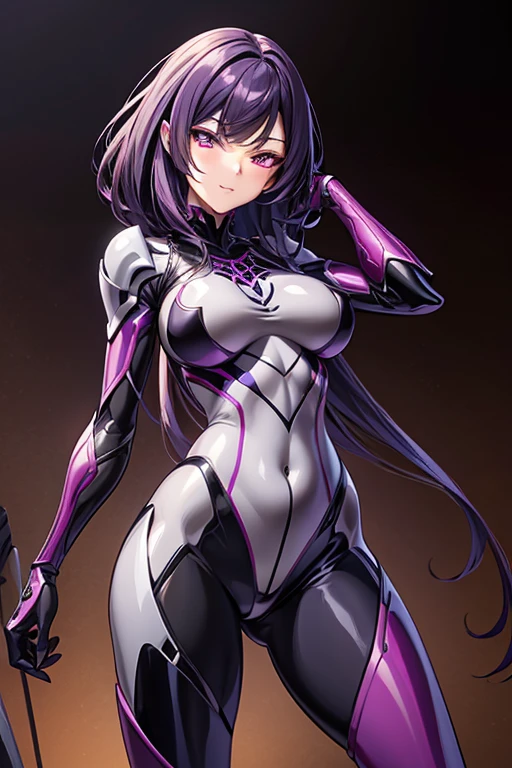 Waifu milf spider morado hair, with armor, with spider eyes, with spider legs, with a whipHigh resolution, The best quality, HD model, High Quality, very detailed, UHD, Rubor, 